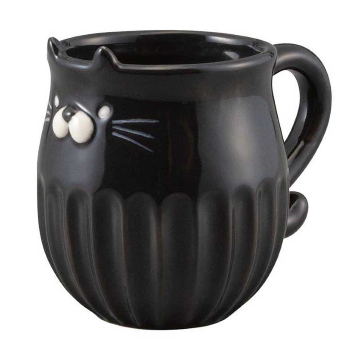 マグカップ しのぎのねこマグ ( 280ml マグ マグコップ カップ 食器 電子レンジ対応 陶器 キャット ネコ ナチュラル かわいい シンプル おしゃれ ) 【クロ】 クロ