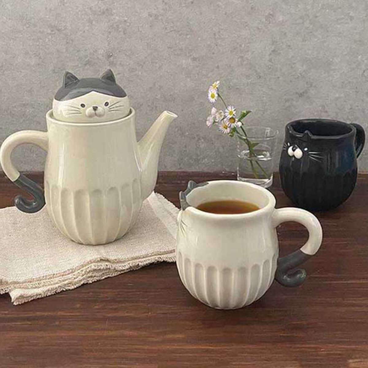 マグカップ しのぎのねこマグ ( 280ml マグ マグコップ カップ 食器 電子レンジ対応 陶器 キャット ネコ ナチュラル かわいい シンプル おしゃれ ) 【クロ】 クロ