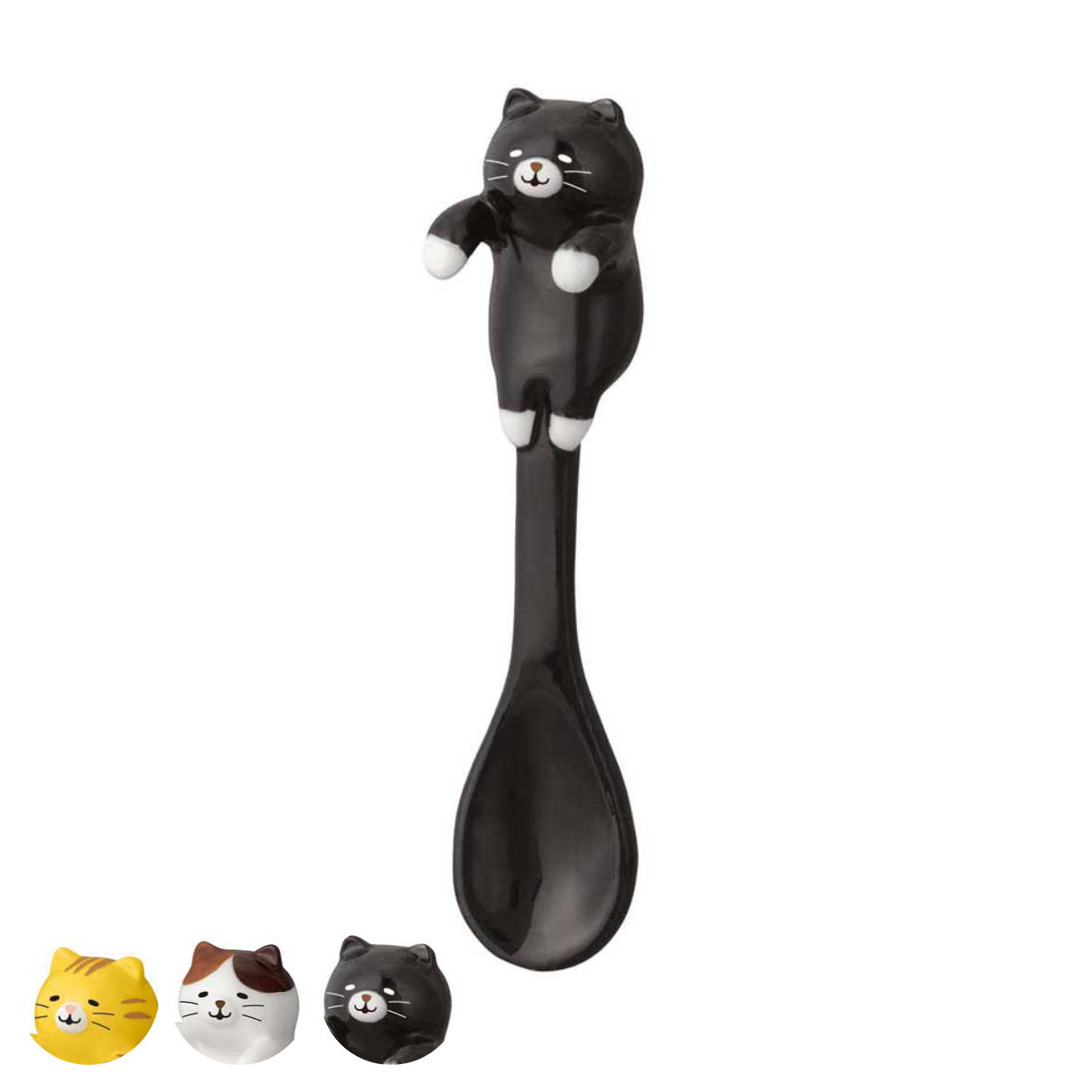 スプーン しっぽねこスプーン （ カトラリー 陶器 キャット ネコ かわいい ナチュラル シンプル おしゃれ ） 【クロ】
