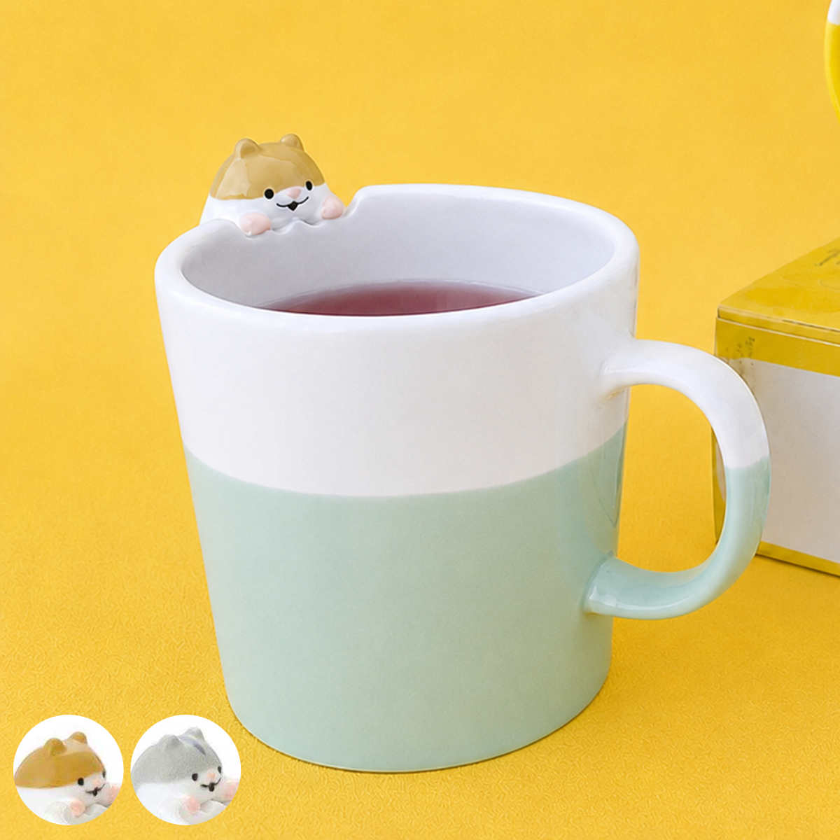 マグカップ がじがじマグ ( 陶器 マグ はむころん マグコップ カップ 食器 ハムスター 動物 アニマル かわいい ) 【ブラウン】