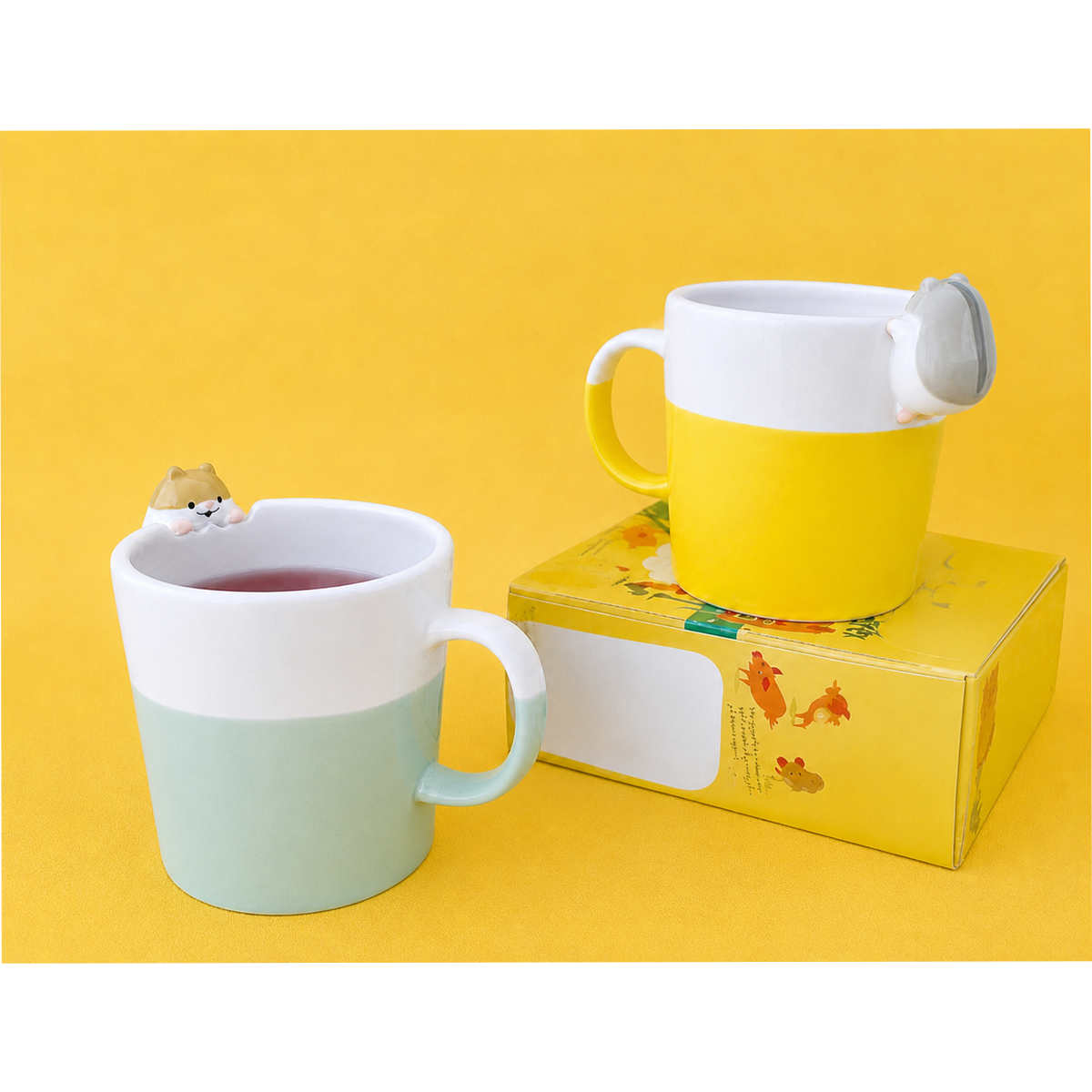 マグカップ がじがじマグ ( 陶器 マグ はむころん マグコップ カップ 食器 ハムスター 動物 アニマル かわいい ) 【ブラウン】 ブラウン
