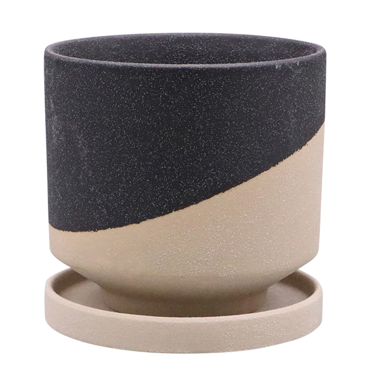 植木鉢 レヒーポット Bタイプ Lサイズ 受け皿付き ( フラワーポット プラントポット プランターポット 鉢 鉢植え 陶器 インテリア 植え替え おしゃれ 観葉植物 多肉植物 サボテン 園芸 受け皿 水抜き穴 ) 【グレー】 グレー