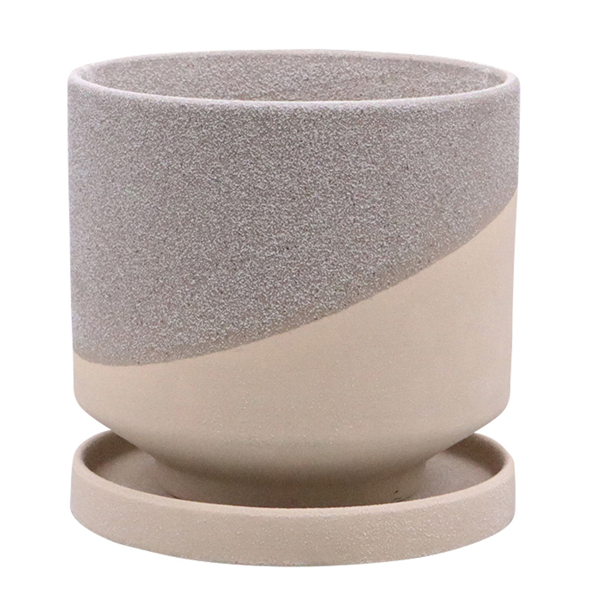 植木鉢 レヒーポット Bタイプ Lサイズ 受け皿付き ( フラワーポット プラントポット プランターポット 鉢 鉢植え 陶器 インテリア 植え替え おしゃれ 観葉植物 多肉植物 サボテン 園芸 受け皿 水抜き穴 ) 【グレー】 グレー