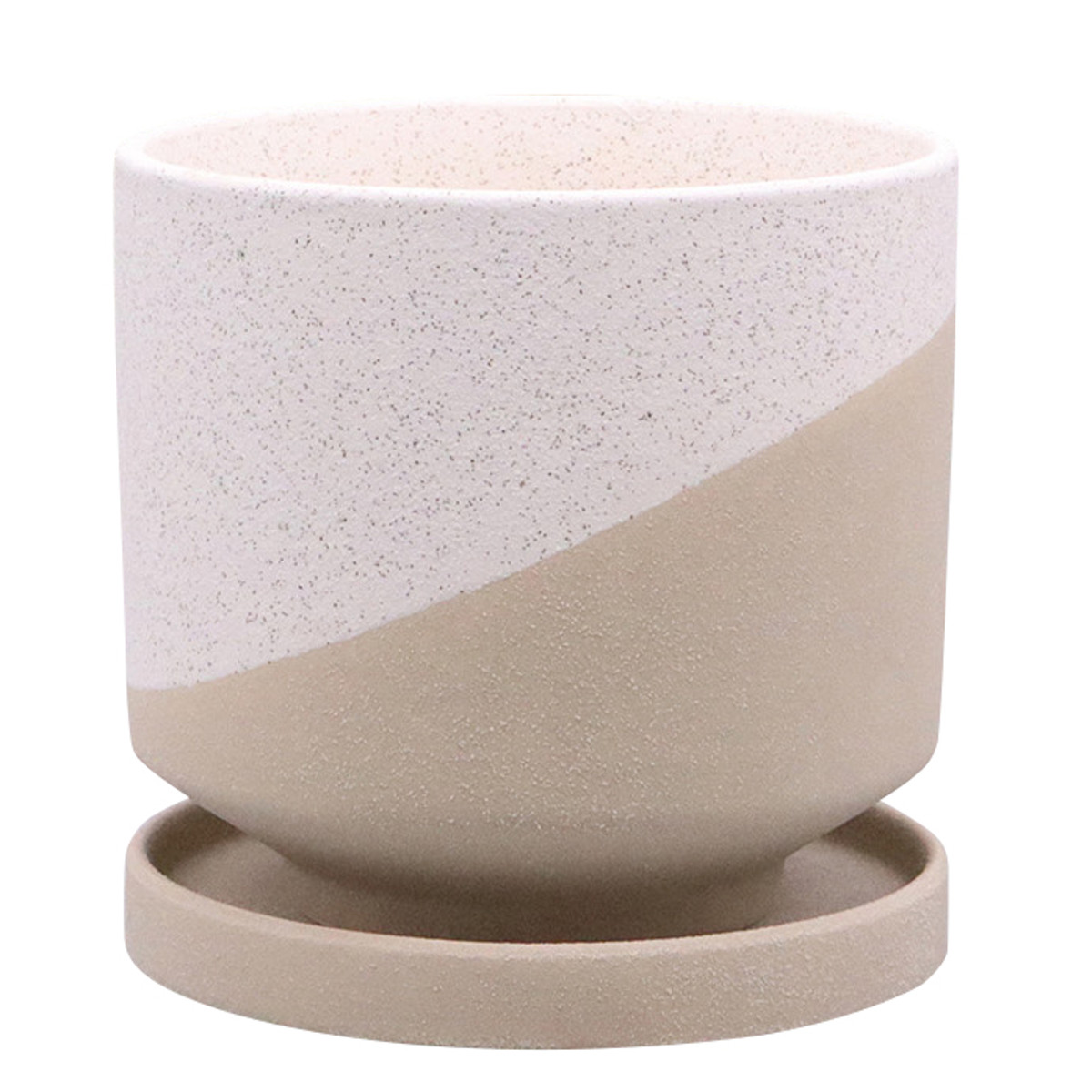 植木鉢 レヒーポット Bタイプ Lサイズ 受け皿付き ( フラワーポット プラントポット プランターポット 鉢 鉢植え 陶器 インテリア 植え替え おしゃれ 観葉植物 多肉植物 サボテン 園芸 受け皿 水抜き穴 ) 【グレー】 グレー