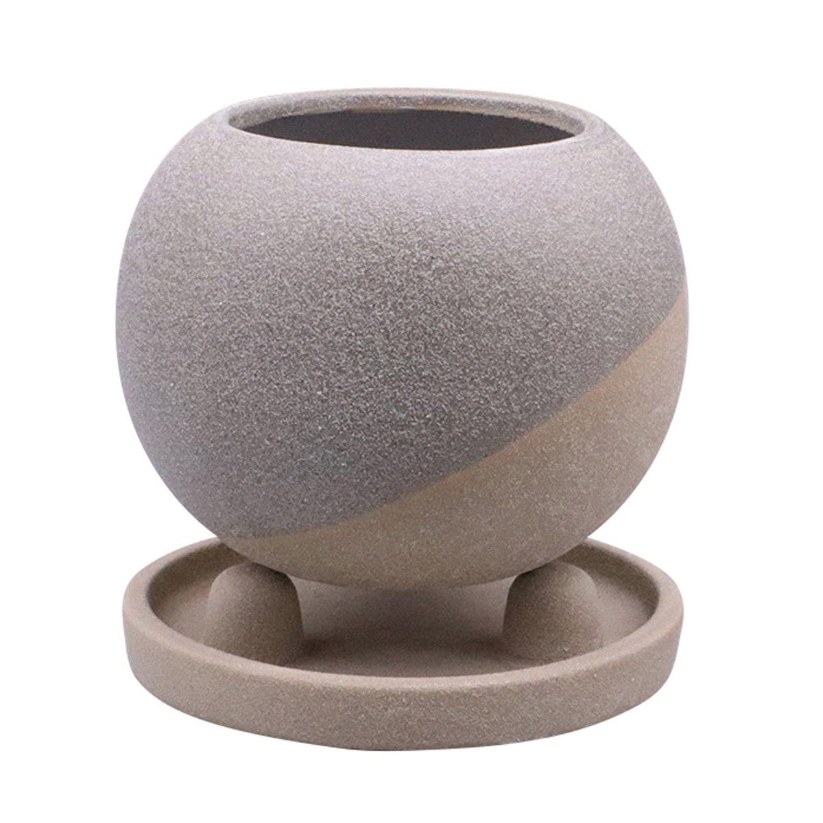 植木鉢 レヒーポット Cタイプ 受け皿付き ( フラワーポット プラントポット プランターポット 鉢 鉢植え 陶器 インテリア 植え替え おしゃれ 観葉植物 多肉植物 サボテン 園芸 受け皿 水抜き穴 ) 【ブラック】 ブラック