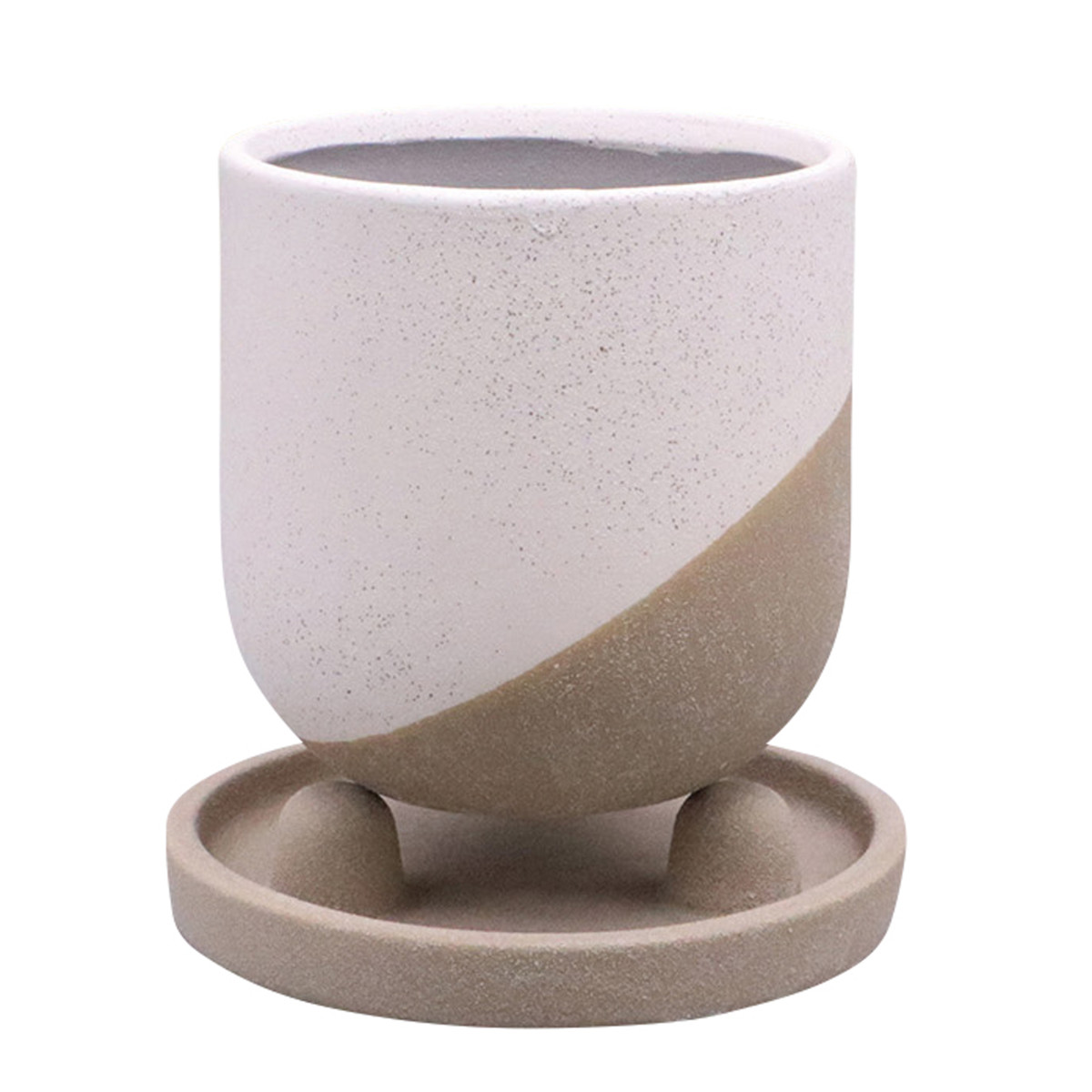 植木鉢 レヒーポット Dタイプ 受け皿付き ( フラワーポット プラントポット プランターポット 鉢 鉢植え 陶器 インテリア 植え替え おしゃれ 観葉植物 多肉植物 サボテン 園芸 受け皿 水抜き穴 ) 【ホワイト】 ホワイト