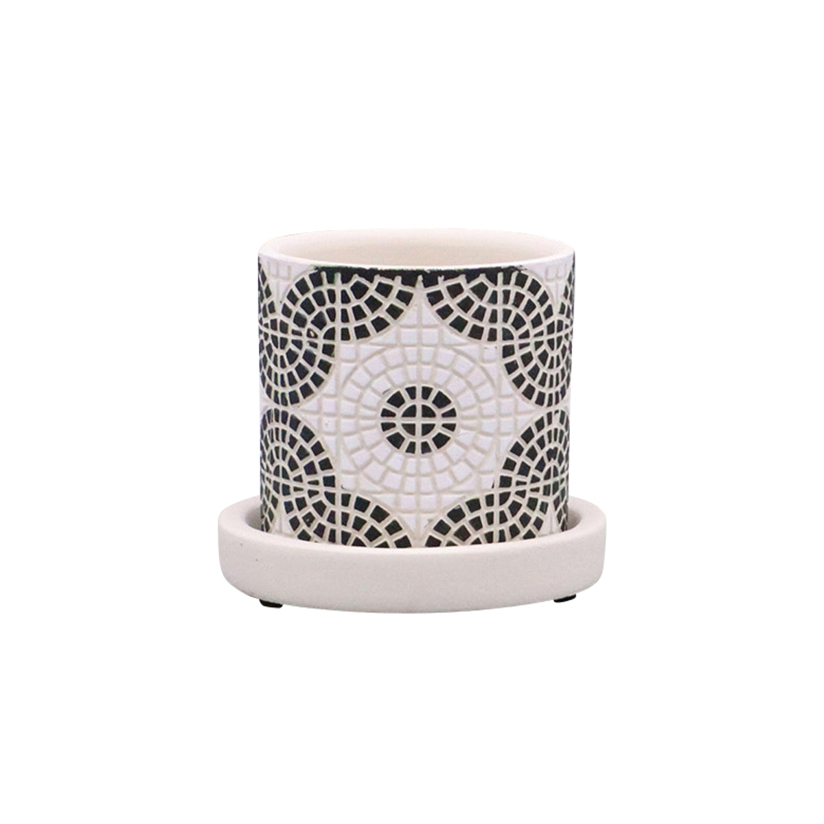 植木鉢 フリーゼポット S 受け皿付き ( フラワーポット プラントポット プランターポット 鉢 鉢植え 陶器 インテリア 植え替え おしゃれ 観葉植物 多肉植物 サボテン 園芸 受け皿 水抜き穴 ) 【グレー】 グレー