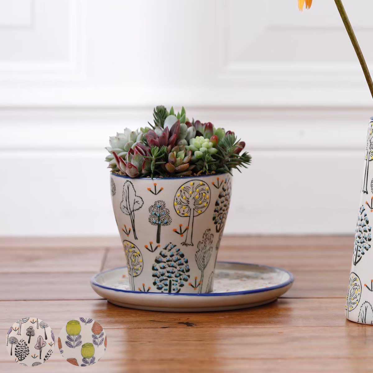 植木鉢 ポーリッシュポット D 受け皿付き ( フラワーポット プラントポット プランターポット 鉢 鉢植え 陶器 陶器製 インテリア 植え替え おしゃれ 観葉植物 多肉植物 サボテン 園芸 受け皿 水抜き穴 レトロ 北欧 ) 【ウリー】