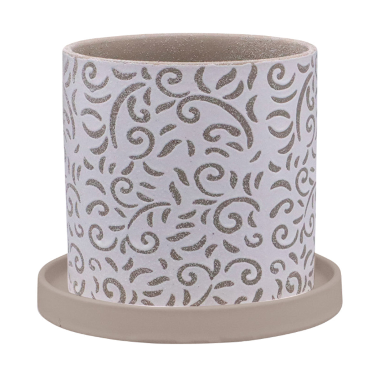 植木鉢 グリッグポット 受け皿付き ( フラワーポット プラントポット プランターポット 鉢 鉢植え 陶器 インテリア 植え替え おしゃれ 観葉植物 多肉植物 サボテン 園芸 受け皿 水抜き穴 ) 【唐草模様×ブルー】 唐草模様×ブルー