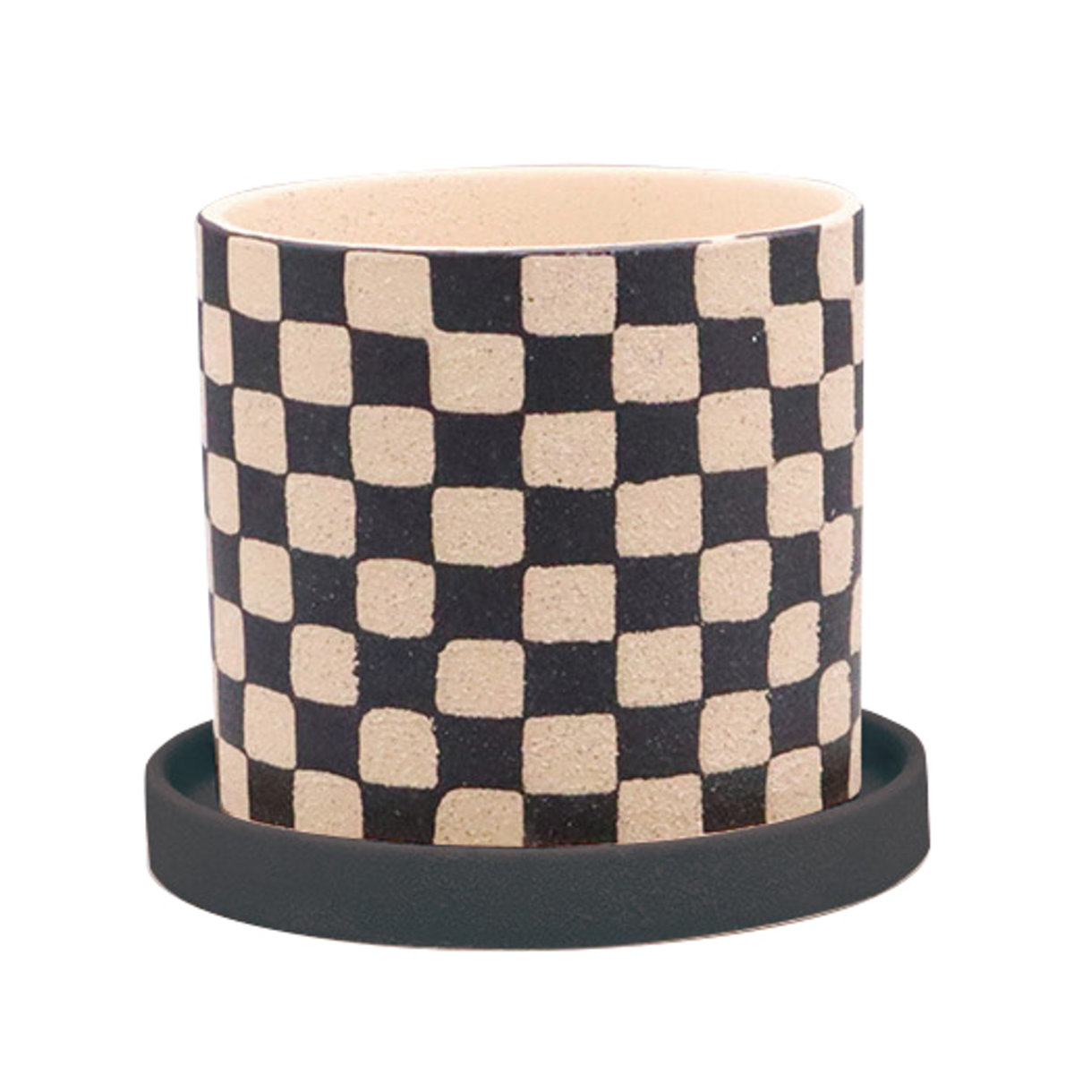 植木鉢 ソンブラポット S 受け皿付き ( フラワーポット プラントポット プランターポット 鉢 鉢植え 陶器 インテリア 植え替え おしゃれ 観葉植物 多肉植物 サボテン 園芸 受け皿 水抜き穴 ) 【ブラック】 ブラック