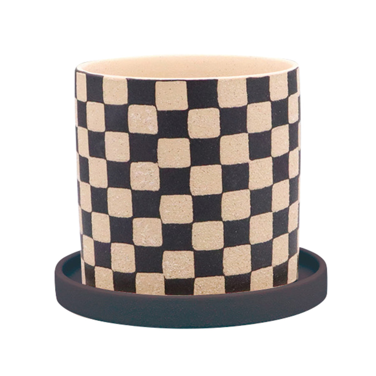 植木鉢 ソンブラポット L 受け皿付き ( フラワーポット プラントポット プランターポット 鉢 鉢植え 陶器 インテリア 植え替え おしゃれ 観葉植物 多肉植物 サボテン 園芸 受け皿 水抜き穴 ) 【ブラック】 ブラック