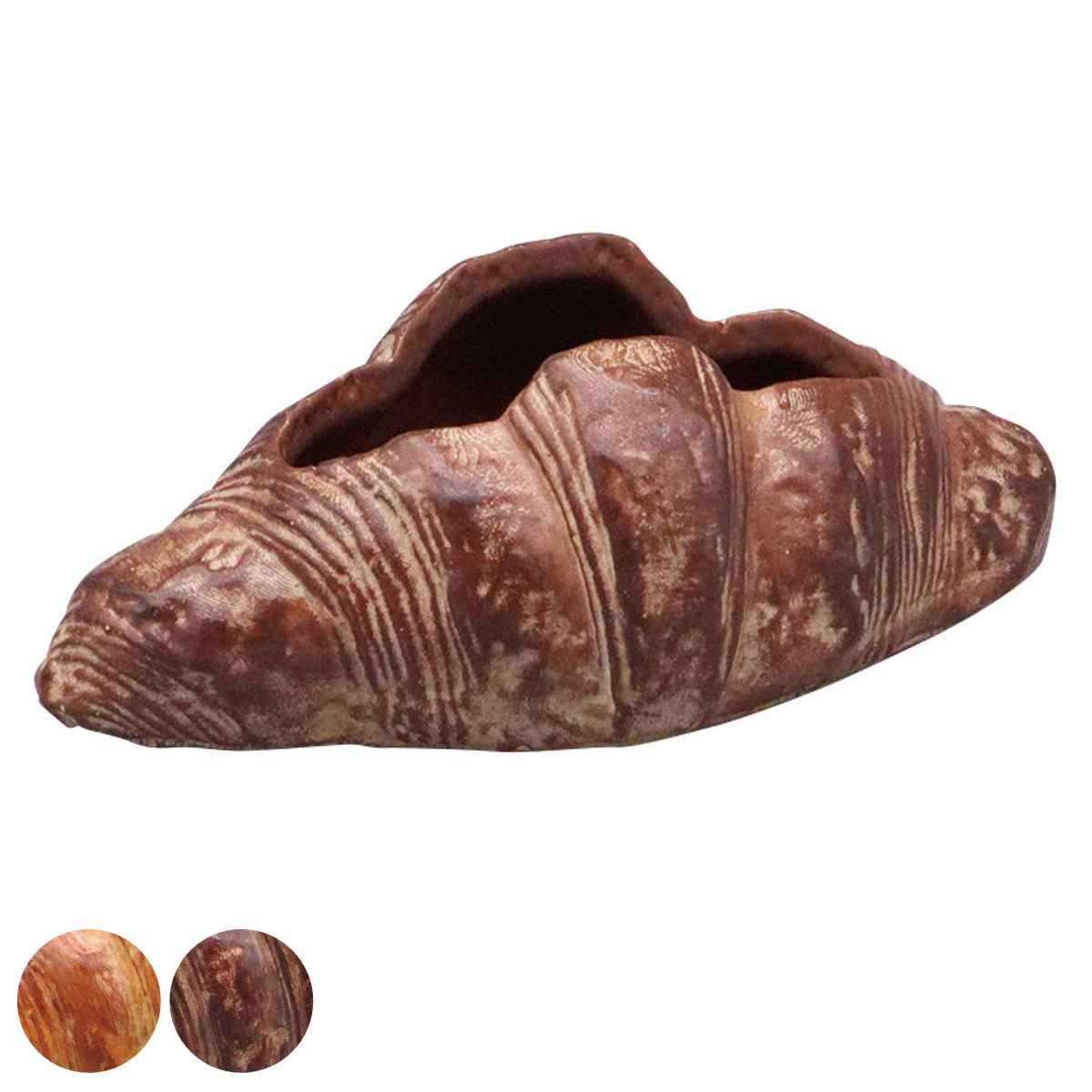 植木鉢 グテ クロワッサン ポット （ プランター プラントポット 植物用ポット 鉢 置物 オブジェ ガーデンオーナメント 植物 花 ドライフラワー 観葉植物 多肉植物 園芸 インテリア 収納 セメント パン型 ） 【バター】