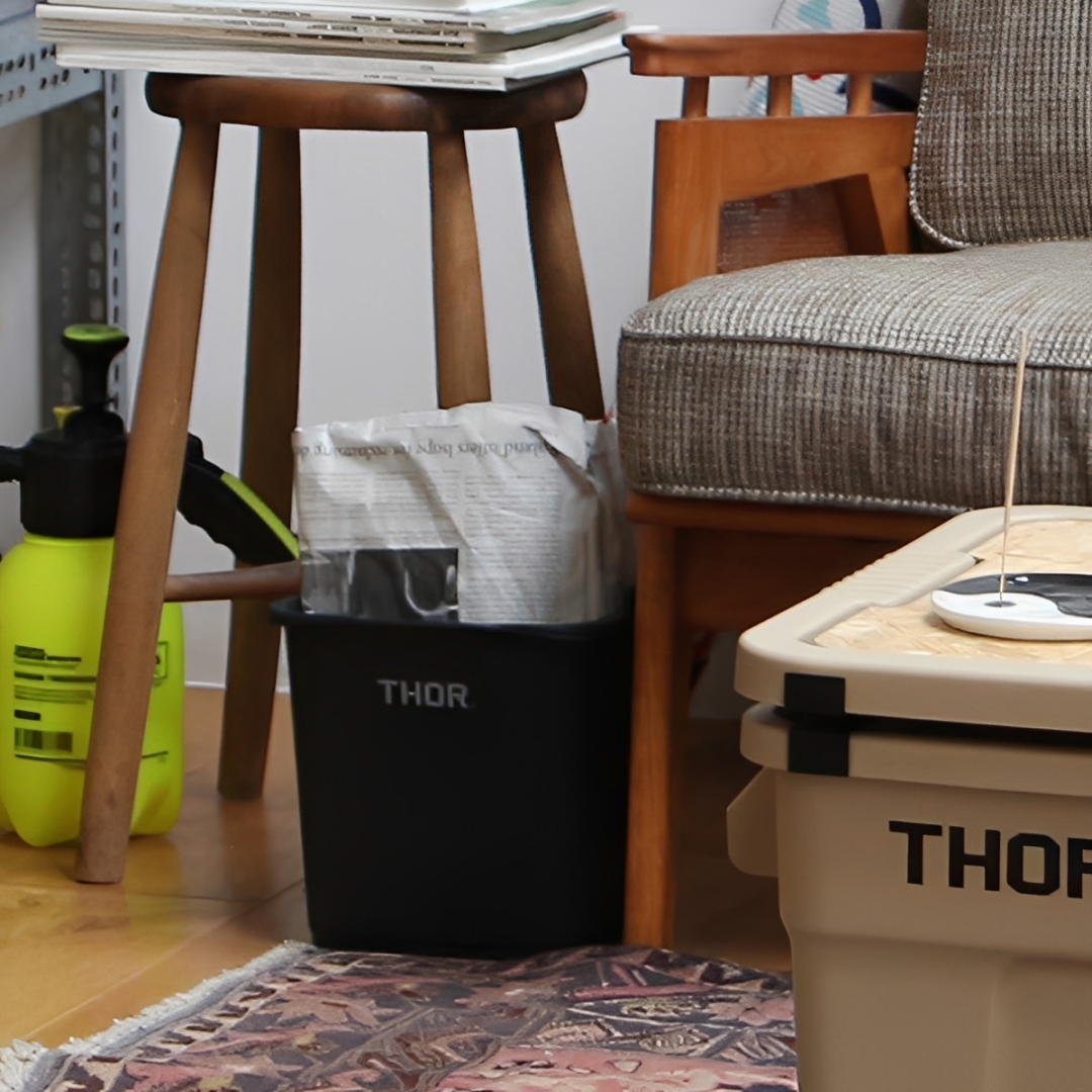 小物入れ 4.7L THOR QUADRATE BUCKET DC バケツ スクエア 持ち手付き ( 収納 収納ケース 収納ボックス 小物収納 プラスチック 四角 角型 ハンドル付き 用具入れ アウトドア ダストボックス ゴミ箱 ) 【ブラック】 ブラック