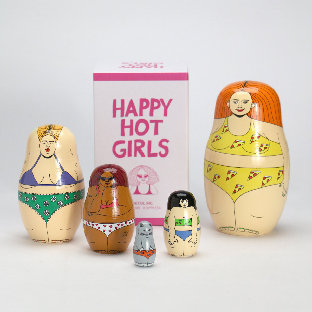 マトリョーシカ HAPPY HOT GIRLS 木製 ( midori komatsu 天然木 インテリア雑貨 置き物 ディスプレイ オブジェ 女性 ロシア人形 プレゼント ギフト ハッピーホットガールズ 飾り 新築祝い おしゃれ かわいい )