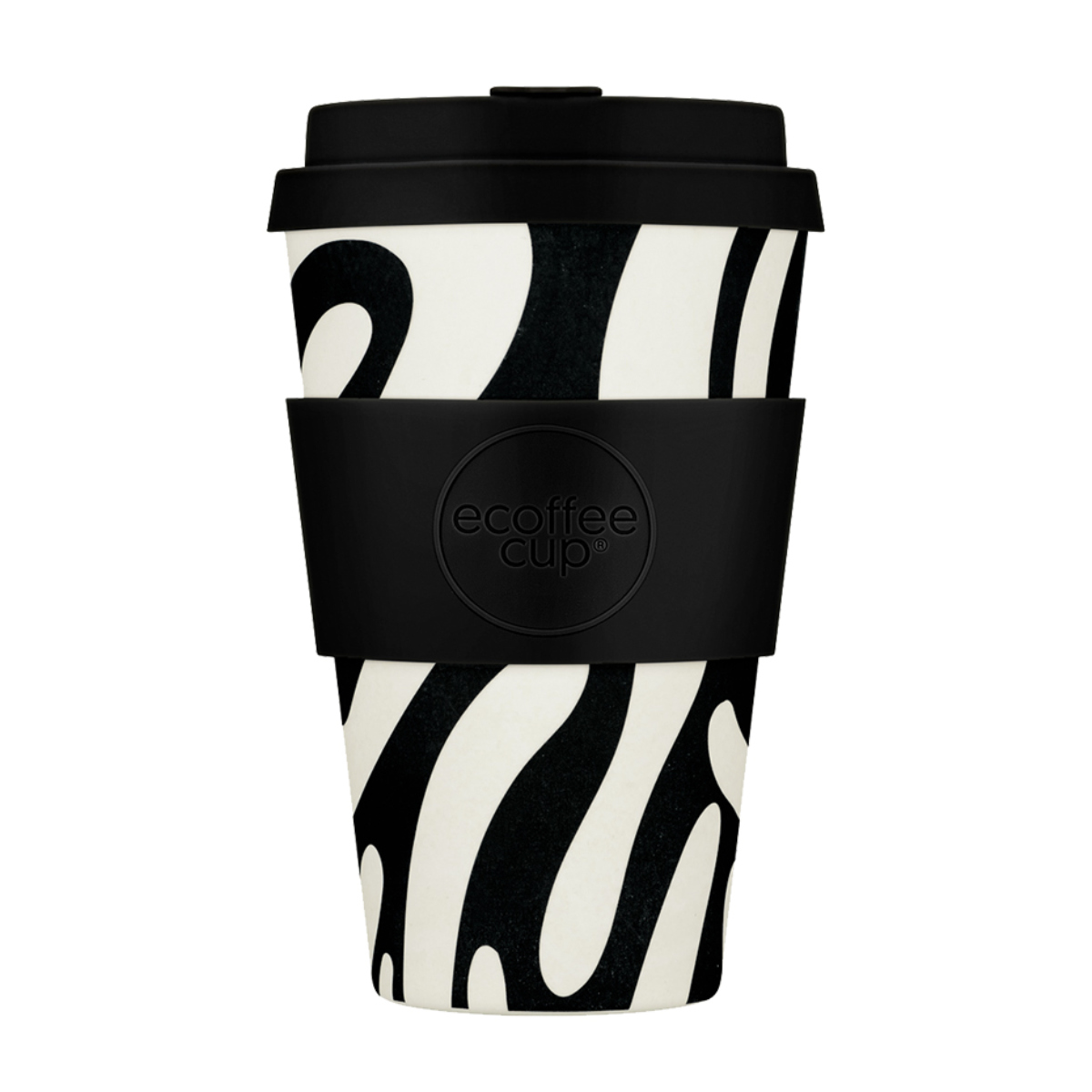 タンブラー 400ml エコーヒーカップ Ecoffee Cup 14oz PLA ( BPAフリー 天然素材 コーヒー カップ 蓋付 シリコン 持ち運び おしゃれ かわいい リユース サスティナブル ) 【Black×Nature】 Black×Nature