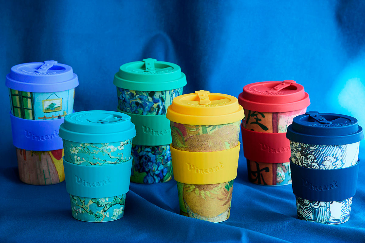 タンブラー 400ml エコーヒーカップ Ecoffee Cup 14oz VGM ( BPAフリー 天然素材 コーヒー カップ 蓋付 シリコン 持ち運び Van Gogh ヴァン ゴッホ ひまわり おしゃれ かわいい リユース サスティナブル ) 【The×Bedroom】 The×Bedroom