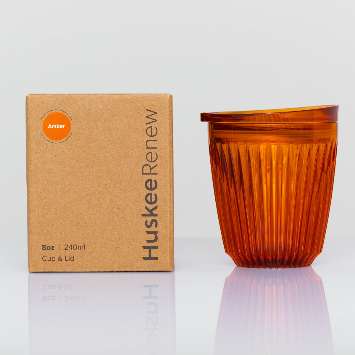 タンブラー 235ml Huskee Renew ハスキーカップ ハスキーリニュー 8オンス ( BPAフリー 食洗機対応 蓋付き コップ マグ マグカップ マグコップ おしゃれ かわいい サステナブル コーヒー豆 コーヒー ) 【スモーク】 スモーク