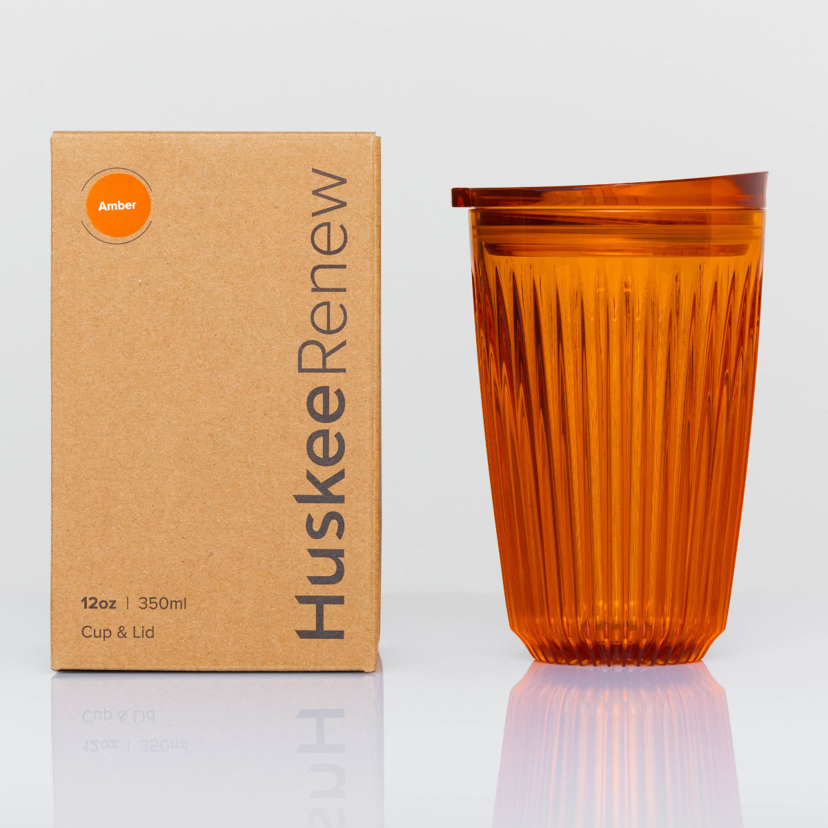 タンブラー 350ml Huskee Renew ハスキーカップ ハスキーリニュー 12オンス ( BPAフリー 食洗機対応 蓋付き コップ マグ マグカップ マグコップ おしゃれ かわいい サステナブル コーヒー豆 コーヒー ) 【アンバー】 アンバー