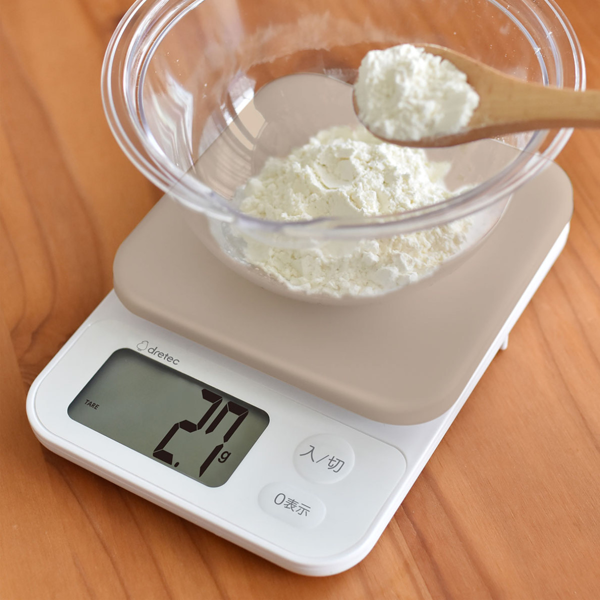 計量器 デジタルスケール 2kg ブランジェ ドリテック ( dretec キッチンスケール デジタル スケール 測り キッチン はかり 計り シンプル 大画面 カバー付き 洗える 見やすい 料理 調理 ) 【ベージュ】 ベージュ