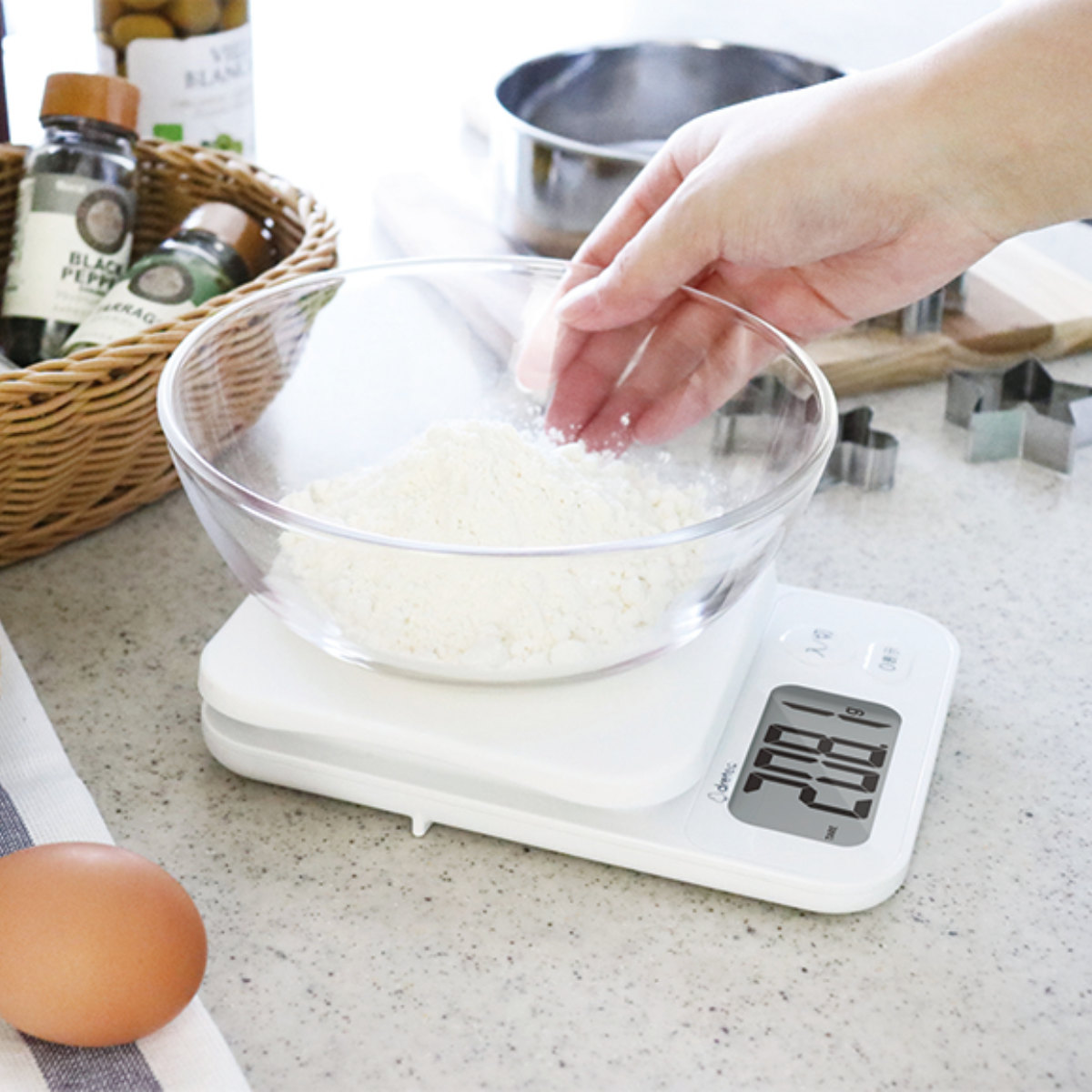 計量器 デジタルスケール 2kg ブランジェ ドリテック ( dretec キッチンスケール デジタル スケール 測り キッチン はかり 計り シンプル 大画面 カバー付き 洗える 見やすい 料理 調理 ) 【ベージュ】 ベージュ