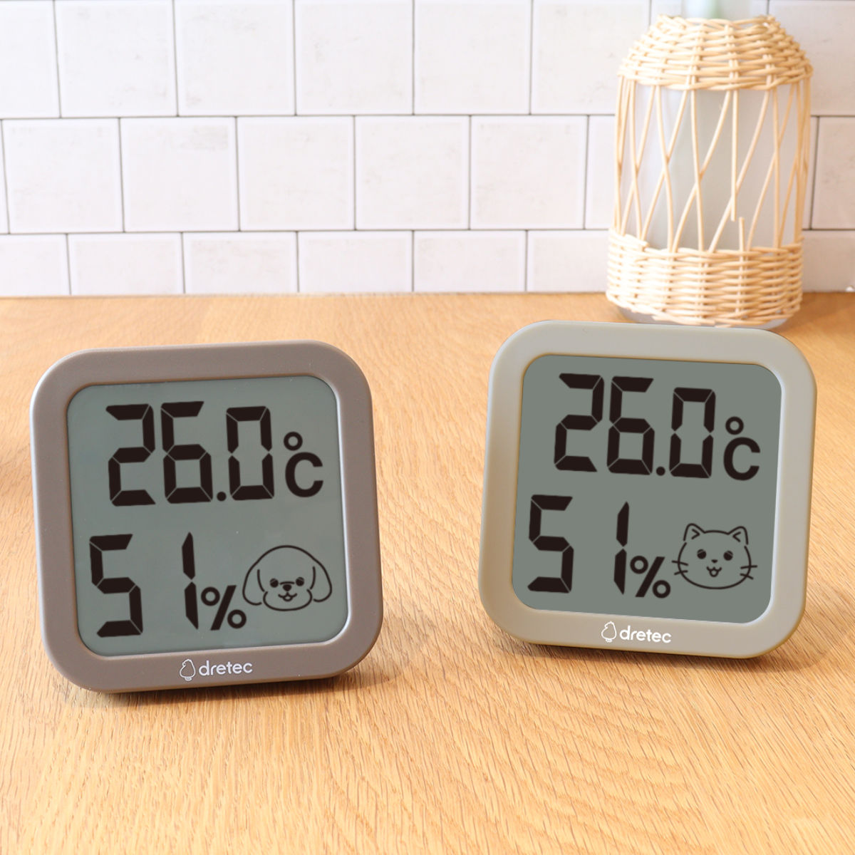 温湿度計 ペット ちょうどイイがわかる 犬 猫 ( ペット用 温度計 湿度計 犬用 猫用 室内 環境 小型 コンパクト デジタル スタンド 壁掛け 置き掛け兼用 見やすい ペット飼育 シンプル ベーシック ) 【猫用】