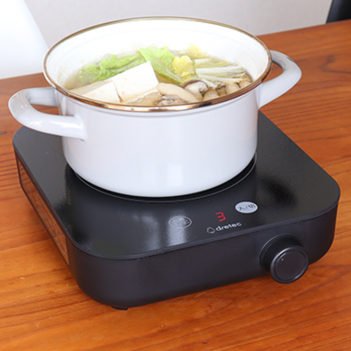 IHコンロ 卓上 1口 ピッコリスト IHクッキングヒーター ドリテック ( dretec IH調理器 卓上コンロ コンパクトサイズ IH コンロ 小型 1人用 1人鍋 電磁調理器 安全 火力調整 タイマー 調理家電 アウトドア ブラック ) 【ブラック】 ブラック