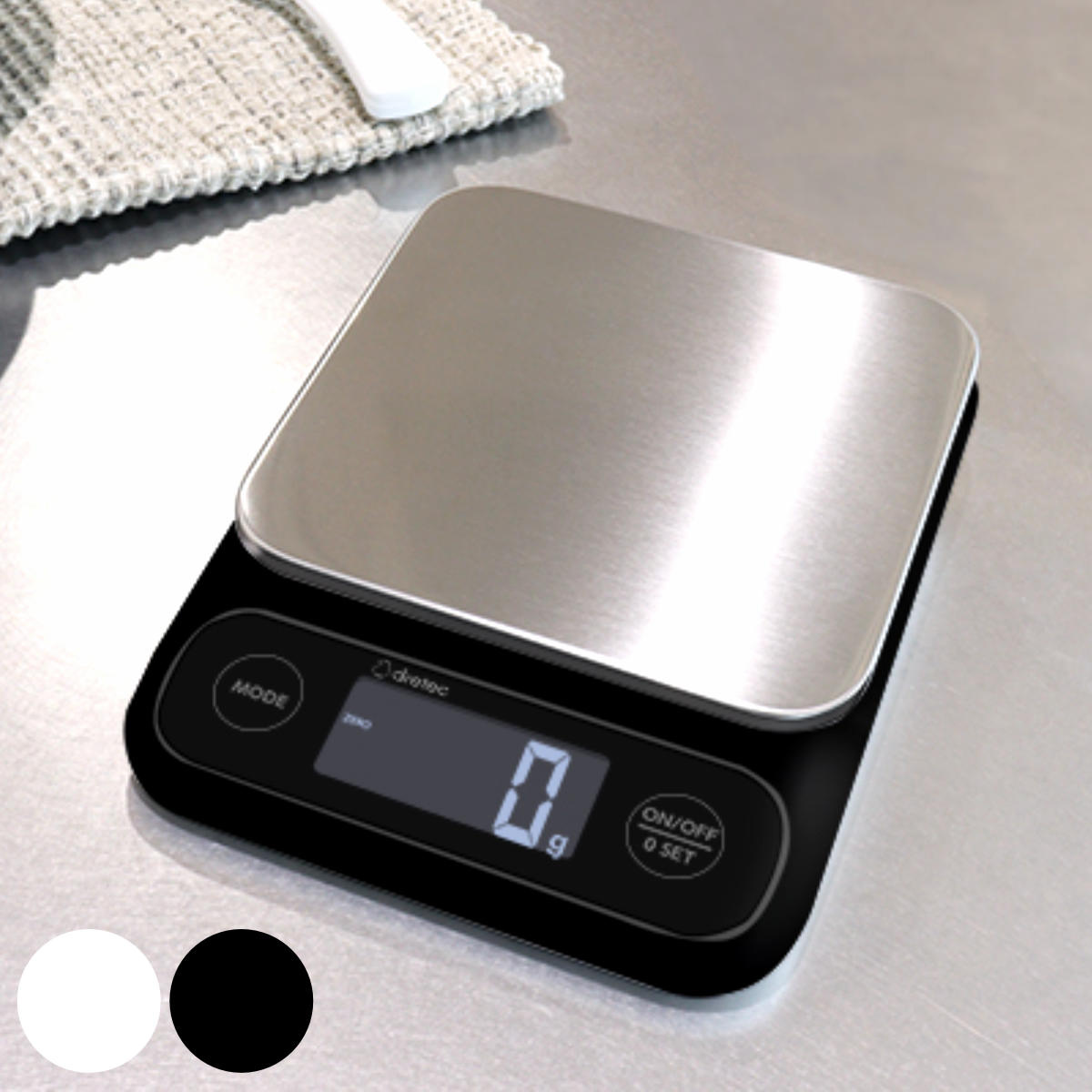 キッチンスケール 5kg テリージュ 防水 計量器 ドリテック ( dretec スケール クッキングスケール デジタル 電池式 5000g 計量 mLモード 牛乳 水 容量 家庭用 はかり 計り 量り 1g単位 0表示 ステンレス 料理 お菓子づくり ) 【ブラック】