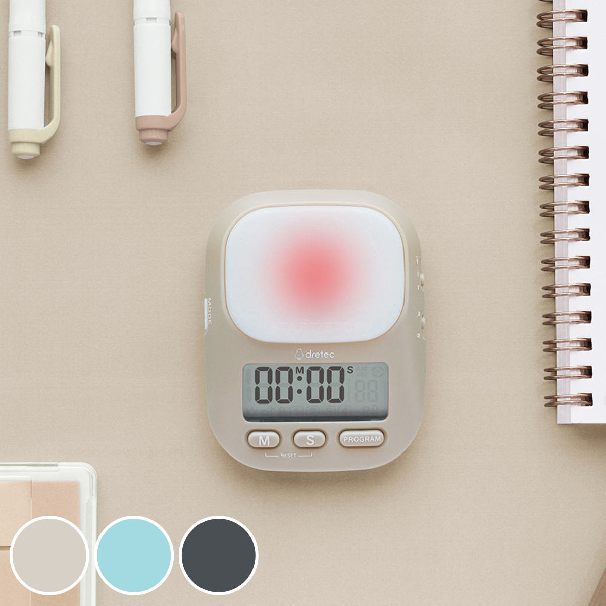 学習タイマー ラーニングタイマー 私のルーティン インターバルモード ドリテック （ dretec タイマー 勉強タイマー 勉強 学習 練習 トレーニング 光る 消音 ルーティン リビング学習 LED アラーム デジタル 試験 テスト 運動 ） 【ベージュ】