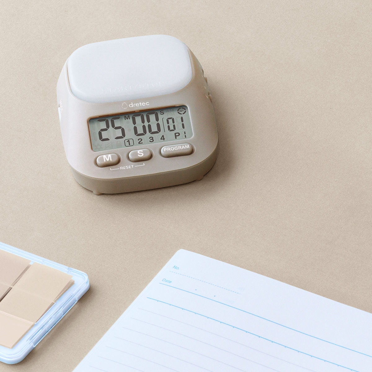 学習タイマー ラーニングタイマー 私のルーティン インターバルモード ドリテック ( dretec タイマー 勉強タイマー 勉強 学習 練習 トレーニング 光る 消音 ルーティン リビング学習 LED アラーム デジタル 試験 テスト 運動 ) 【ベージュ】 ベージュ