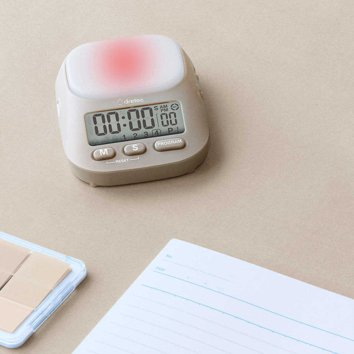 学習タイマー ラーニングタイマー 私のルーティン インターバルモード ドリテック ( dretec タイマー 勉強タイマー 勉強 学習 練習 トレーニング 光る 消音 ルーティン リビング学習 LED アラーム デジタル 試験 テスト 運動 ) 【ベージュ】 ベージュ