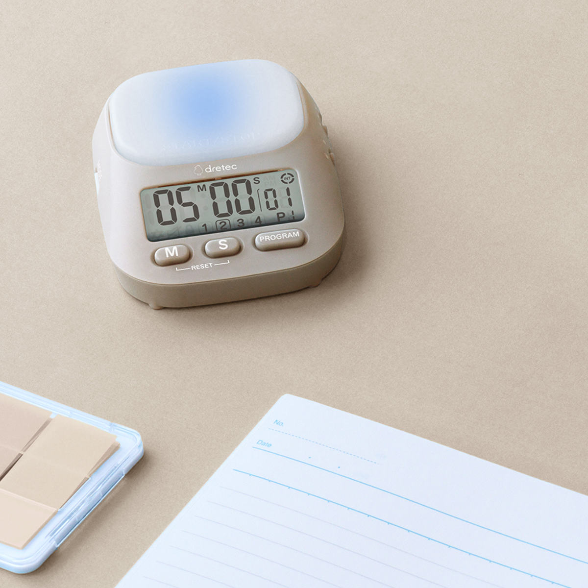 学習タイマー ラーニングタイマー 私のルーティン インターバルモード ドリテック ( dretec タイマー 勉強タイマー 勉強 学習 練習 トレーニング 光る 消音 ルーティン リビング学習 LED アラーム デジタル 試験 テスト 運動 ) 【ベージュ】 ベージュ
