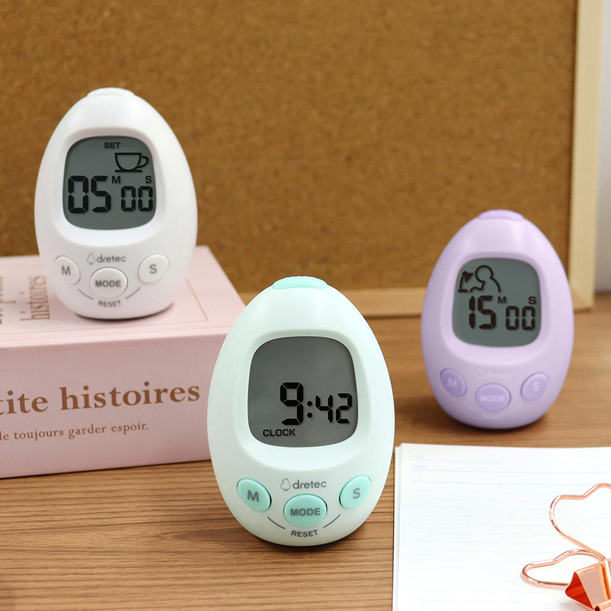 学習タイマー スタディエッグ 音量調節可能 アラーム付き時計 ドリテック ( dretec タイマー 勉強タイマー 時計 勉強 学習 光る 消音 イラスト コンパクト リビング学習 LED アラーム 目覚まし時計 デジタル 誤操作防止機能 ) 【パープル】 パープル