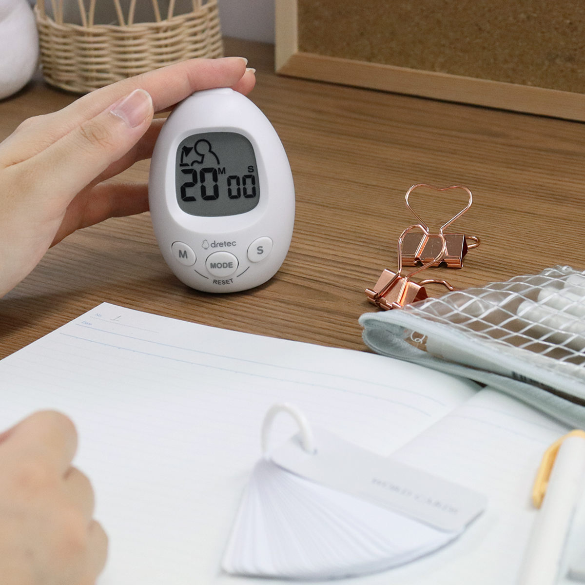 学習タイマー スタディエッグ 音量調節可能 アラーム付き時計 ドリテック ( dretec タイマー 勉強タイマー 時計 勉強 学習 光る 消音 イラスト コンパクト リビング学習 LED アラーム 目覚まし時計 デジタル 誤操作防止機能 ) 【パープル】 パープル