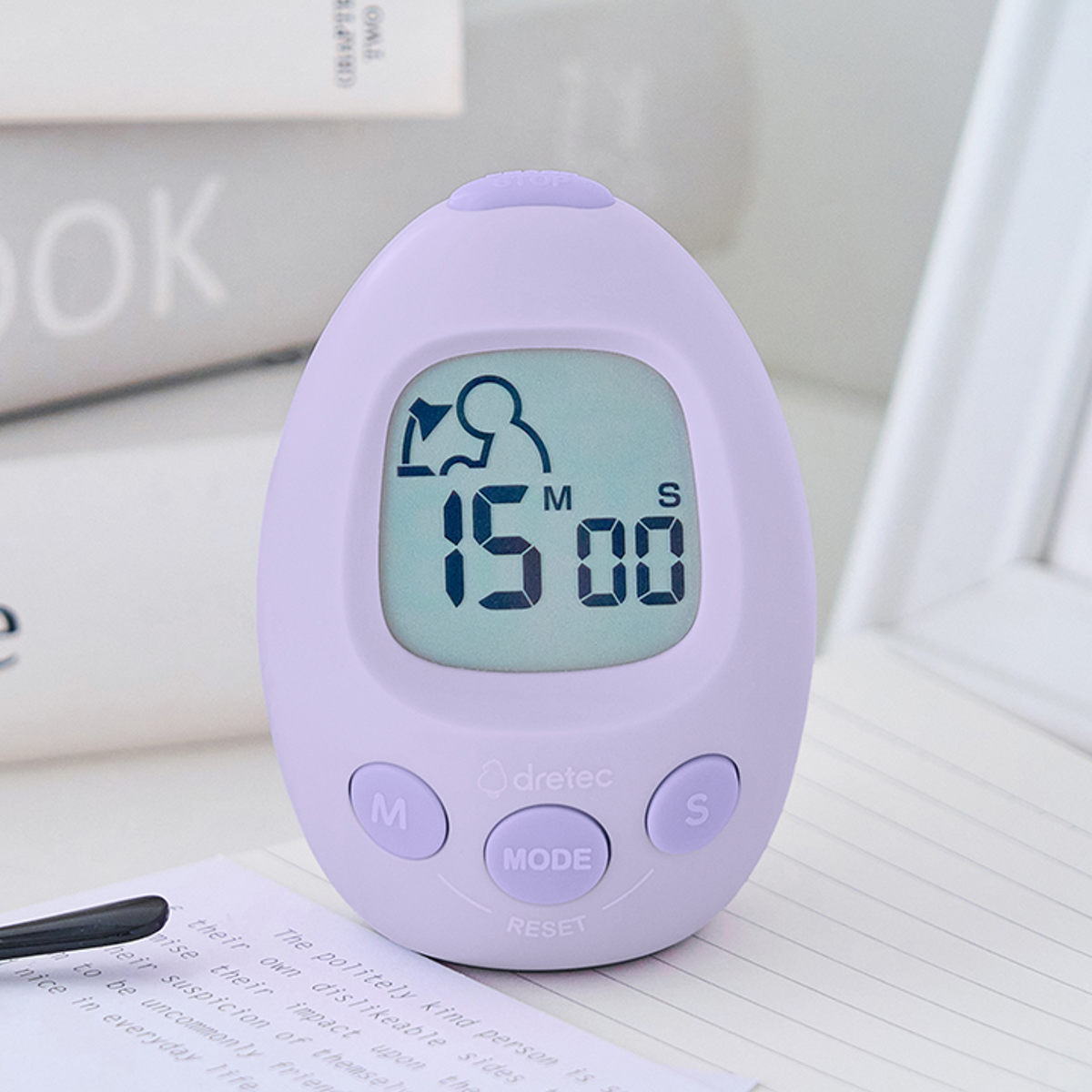 学習タイマー スタディエッグ 音量調節可能 アラーム付き時計 ドリテック ( dretec タイマー 勉強タイマー 時計 勉強 学習 光る 消音 イラスト コンパクト リビング学習 LED アラーム 目覚まし時計 デジタル 誤操作防止機能 ) 【パープル】 パープル