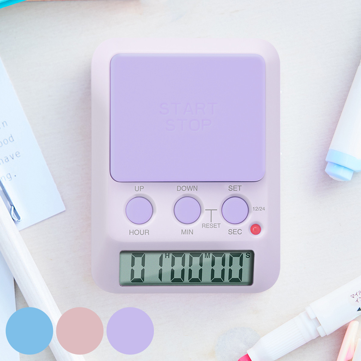 学習タイマー ラーニングタイマー デイカウント 1/100秒計測 ドリテック （ dretec タイマー 勉強タイマー 勉強 学習 光る 消音 デジタル リビング学習 誤操作防止 キーロック LED アラーム デイタイマー 日にち 時計 試験 テスト ） 【ブルー】