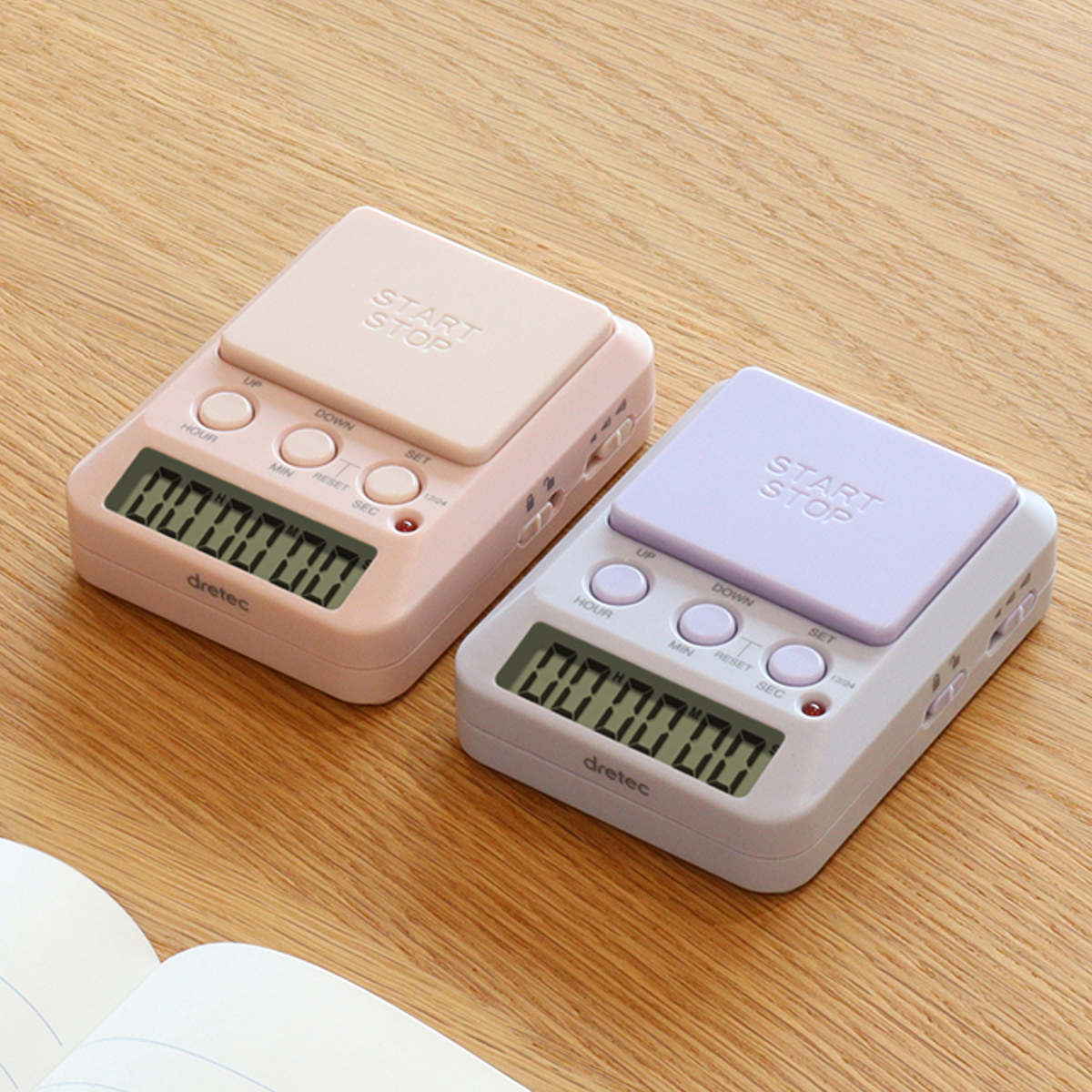 学習タイマー ラーニングタイマー デイカウント 1/100秒計測 ドリテック ( dretec タイマー 勉強タイマー 勉強 学習 光る 消音 デジタル リビング学習 誤操作防止 キーロック LED アラーム デイタイマー 日にち 時計 試験 テスト ) 【パープル】 パープル