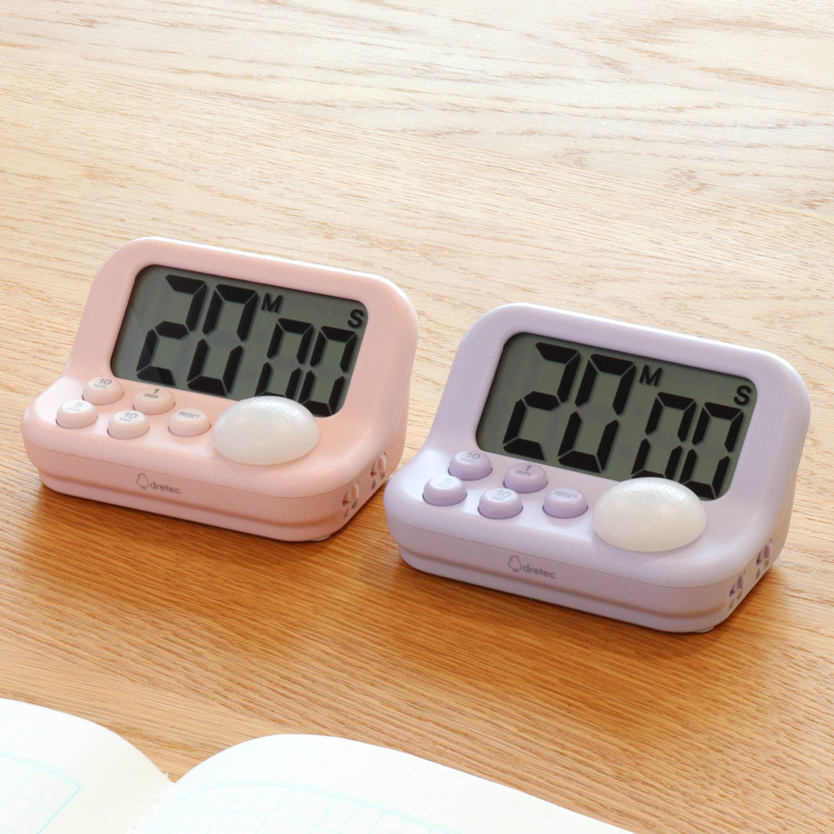 学習タイマー ラーニングタイマー S 画面角度 45度 音量調節可能 ドリテック ( dretec タイマー 勉強タイマー 勉強 学習 光る 消音 デジタル子供 簡単 リビング学習 誤操作防止 キーロック アラーム 小学生 試験 テスト 電池式 ) 【ピンク】 ピンク