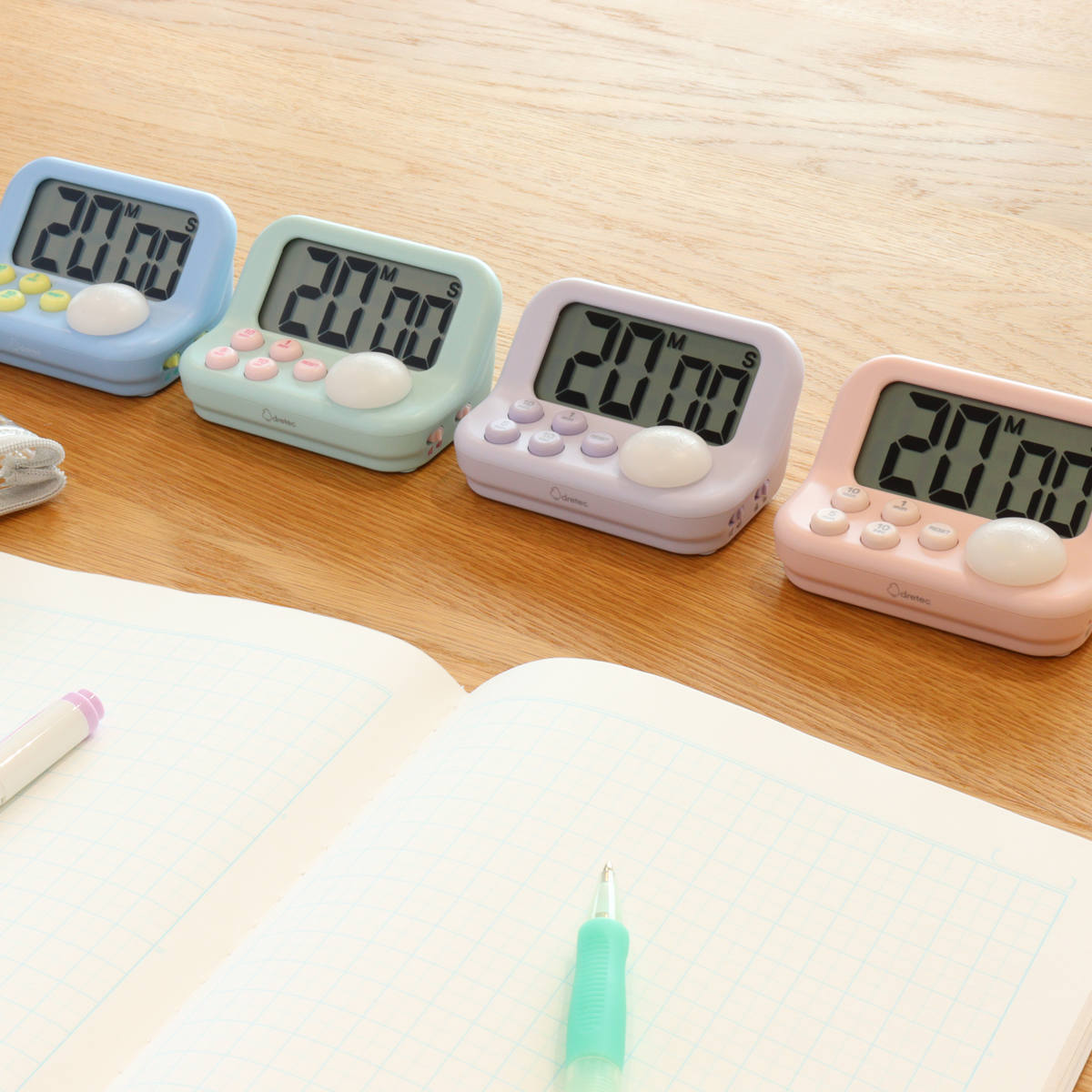 学習タイマー ラーニングタイマー S 画面角度 45度 音量調節可能 ドリテック ( dretec タイマー 勉強タイマー 勉強 学習 光る 消音 デジタル子供 簡単 リビング学習 誤操作防止 キーロック アラーム 小学生 試験 テスト 電池式 ) 【ピンク】 ピンク