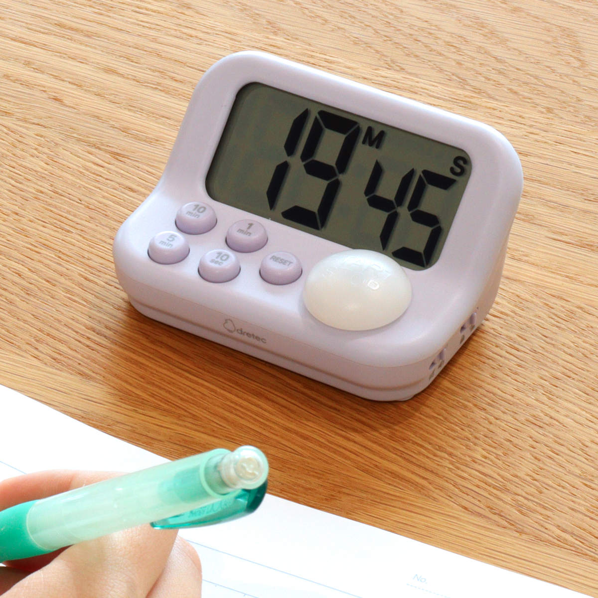 学習タイマー ラーニングタイマー S 画面角度 45度 音量調節可能 ドリテック ( dretec タイマー 勉強タイマー 勉強 学習 光る 消音 デジタル子供 簡単 リビング学習 誤操作防止 キーロック アラーム 小学生 試験 テスト 電池式 ) 【ピンク】 ピンク