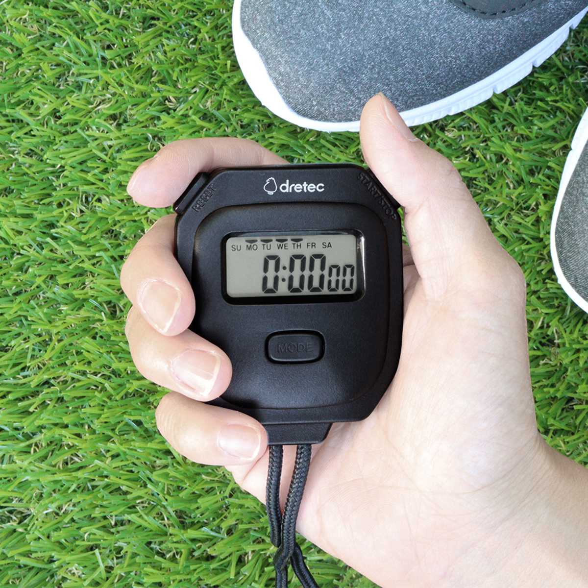 ストップウォッチ チェム コンパクト ( ドリテック DRETEC タイマー デジタルタイマー 時計 カレンダー アラーム 1/100秒計測 スプリットタイム 数取器 小型 ミニ 使いやすい )