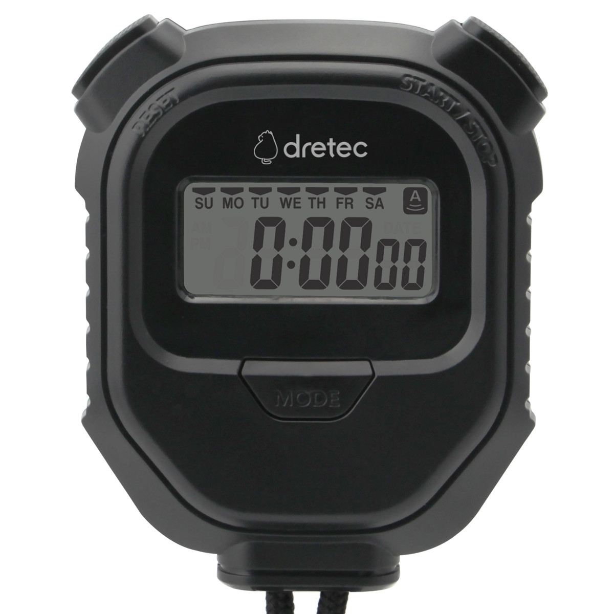 ストップウォッチ ラグレ 滑りにくい ( ドリテック DRETEC タイマー デジタルタイマー 時計 軽量 カレンダー アラーム 1/100秒計測 スプリットタイム 数取器 小型 ミニ 使いやすい )