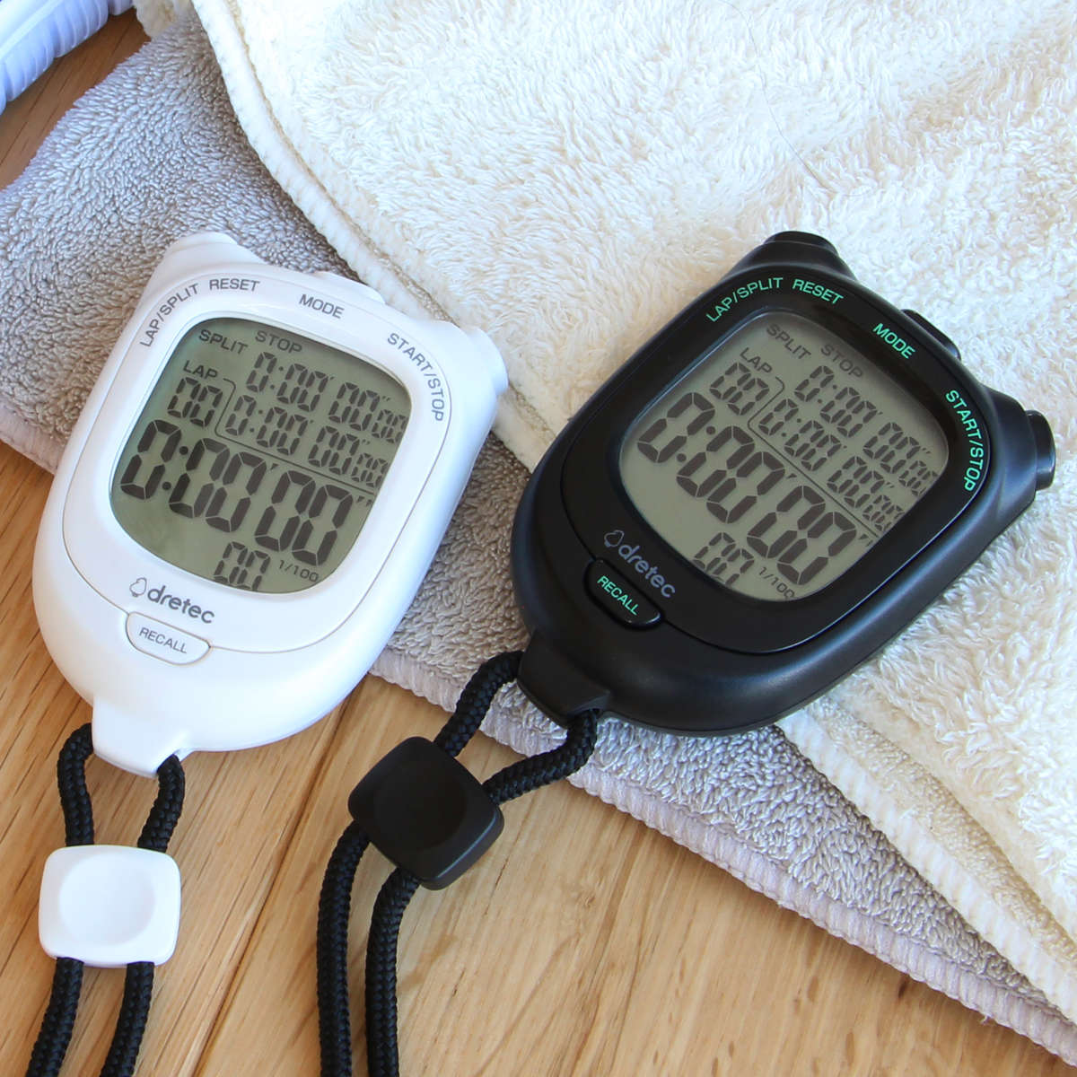 ストップウォッチ スピールS 大画面 ベーシック ( ドリテック DRETEC タイマー デジタルタイマー 時計 カレンダー アラーム カウント 1/100秒計測 ラップタイム スプリットタイム メモリー機能 カウンター ) 【ブラック】