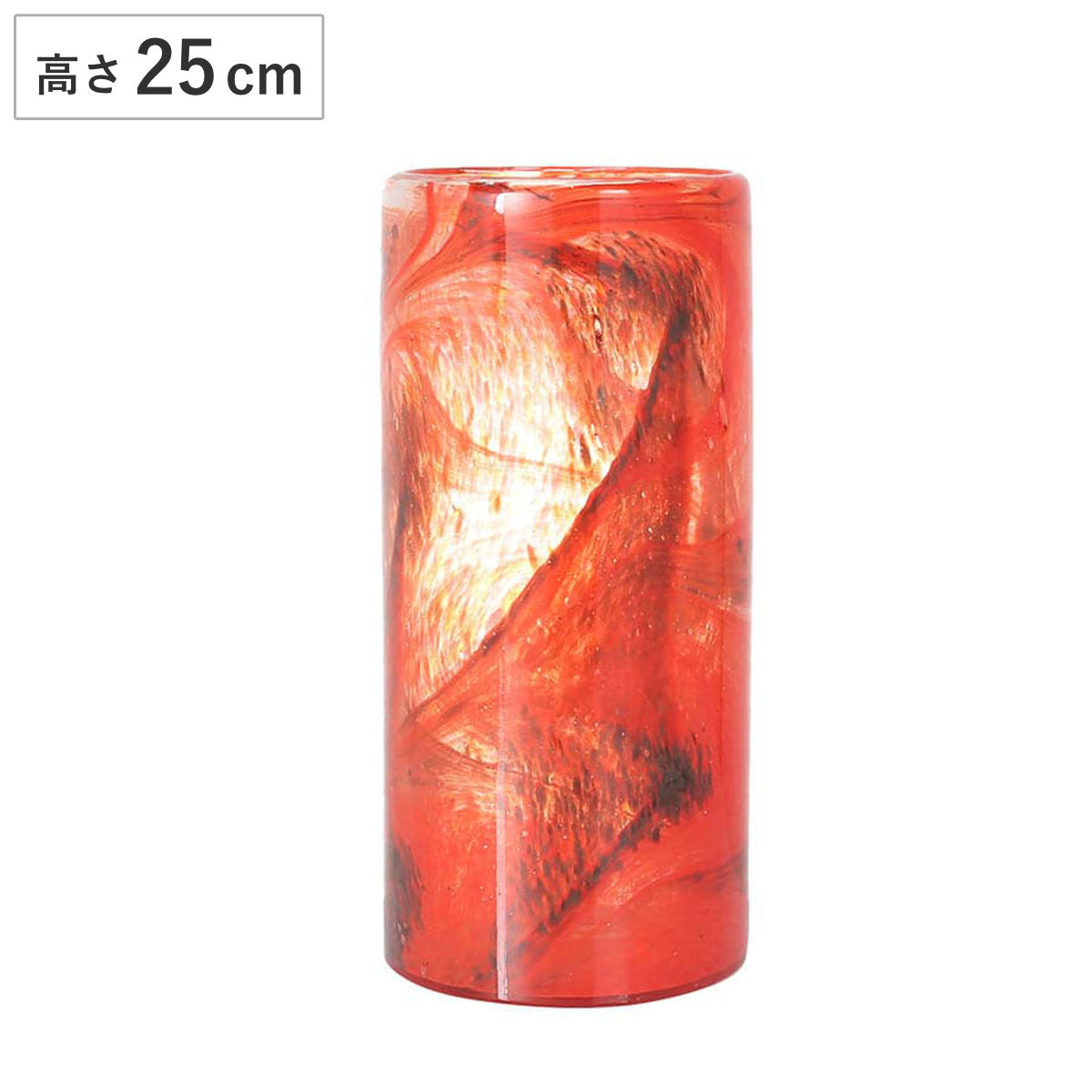 花瓶 GLASS VASE 250 FLUSSO OR ダルトン DULTON （ ガラス花瓶 ガラスフラワーベース 花器 ガラス製花瓶 フラワーベース ガラス花器 インテリア マーブル柄 マーブル模様 カラフル ガラス製 円柱 筒型 縦長 高さ25cm ハンドメイド ）