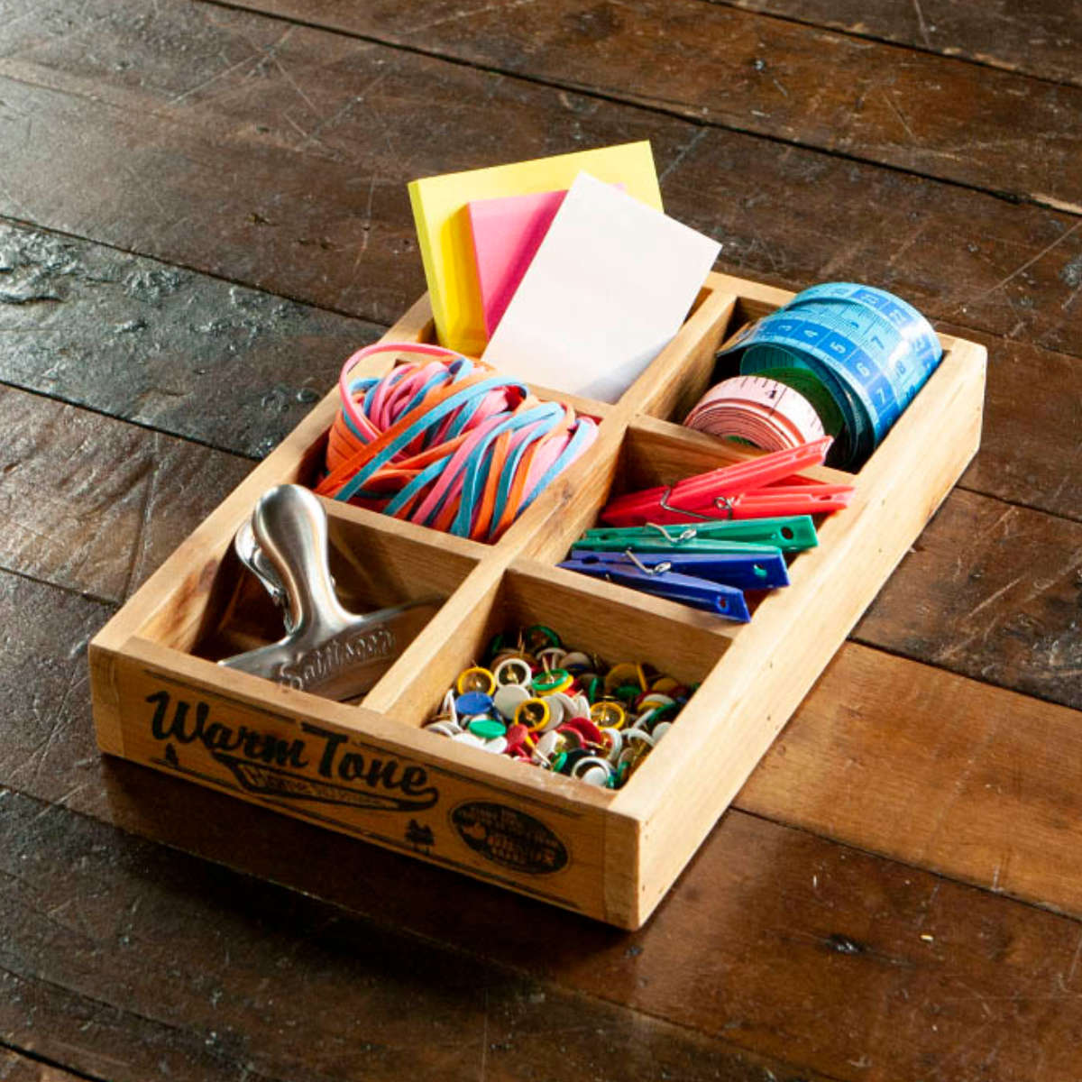 小物収納 ダルトン DULTON 6 PARTITION WOODEN BOX ウッデン ボックス 木製 幅17×奥行25×高さ4cm ( 小物入れ 収納ケース 収納ボックス ケース 木製ボックス 仕切あり 小物 道具入れ 整理整頓 整理 ヴィンテージ感 スタッキング )