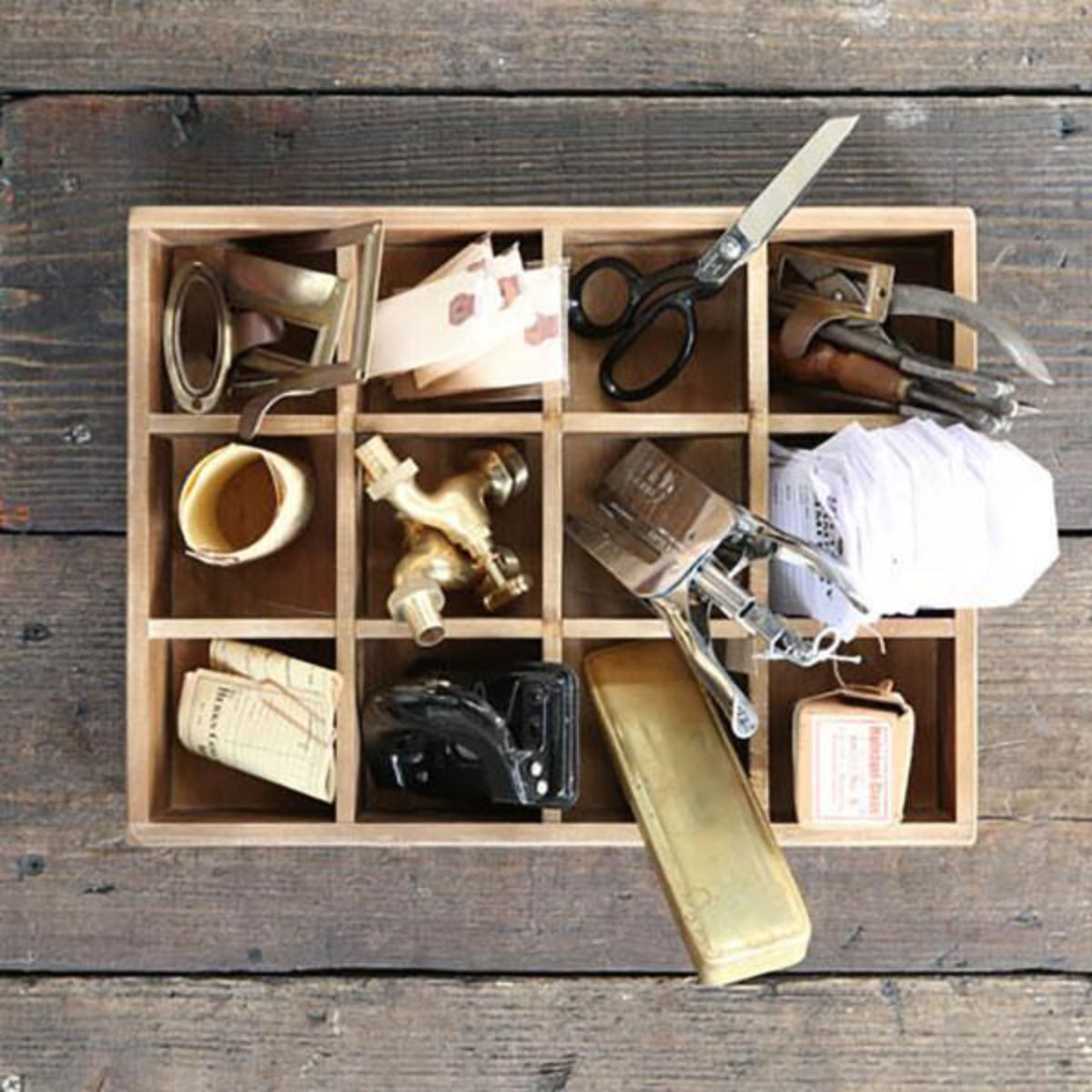 小物収納 ダルトン DULTON 12 PARTITION WOODEN BOX ウッデン ボックス 木製 幅27.5×奥行36.5×高さ6.5cm ( 小物入れ 収納ケース 収納ボックス ケース 木製ボックス 仕切あり 小物 道具入れ 整理整頓 整理 スタッキング )