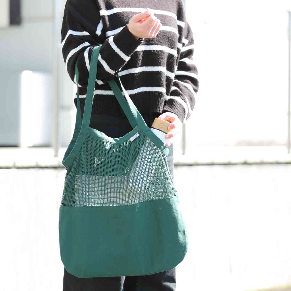 ダルトン エコバッグ COTTON HALF MESH BAG Lサイズ コットン100% ( DULTON マイバッグ トートバッグ 買い物バッグ レジ袋 レジバッグ 手提げ袋 買い物袋 サブバッグ 折りたたみ 洗える オーガニックコットン メッシュ おしゃれ ) 【グリーン】 グリーン