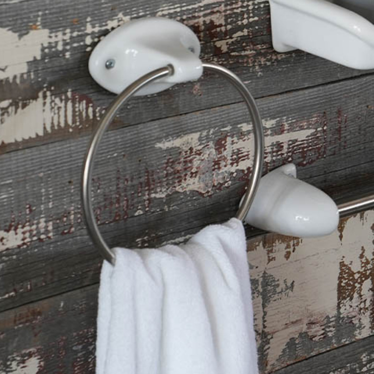 ダルトン DULTON タオルリング PORCELAIN TOWEL RING （ タオルハンガー タオル掛け 磁器 ステンレス ポーセリン 丸地 タオルかけ タオル リング 丸 ステンレス製 陶磁器 洗面所 トイレ シルバー ）