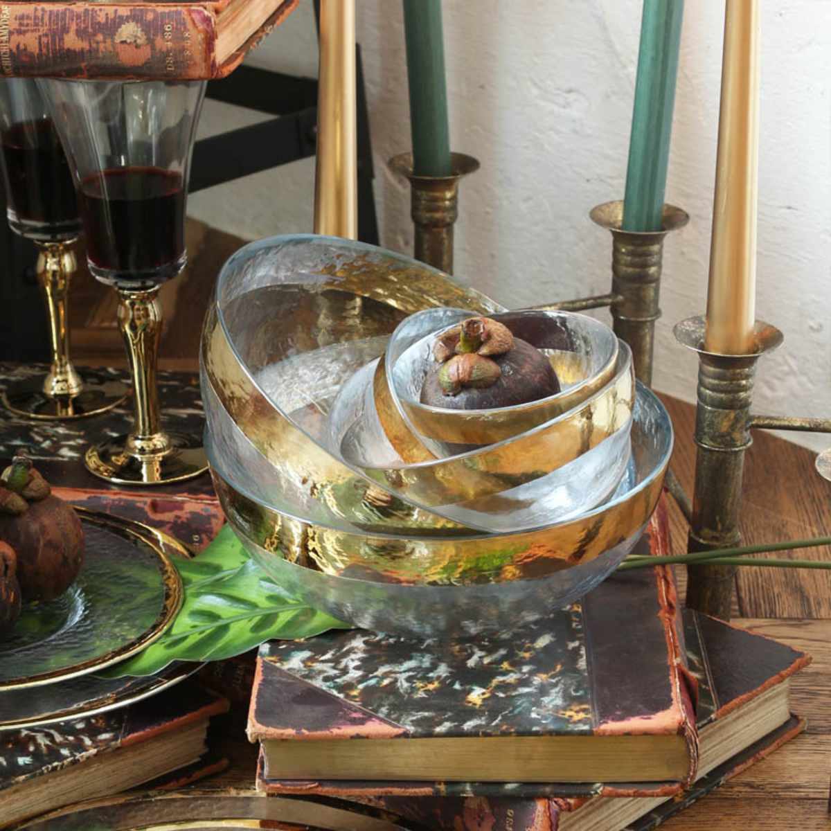 ダルトン グラス 280ml GLASS TABLEWARE OBO GOBLET GOLD PT RIM ( DULTON おしゃれ ワイングラス ガラス ステムグラス 脚付き ゴールド シルバー ワイン カクテル デザート お酒 アルコール 家呑み 女子会 ) 【プラチナ】 プラチナ