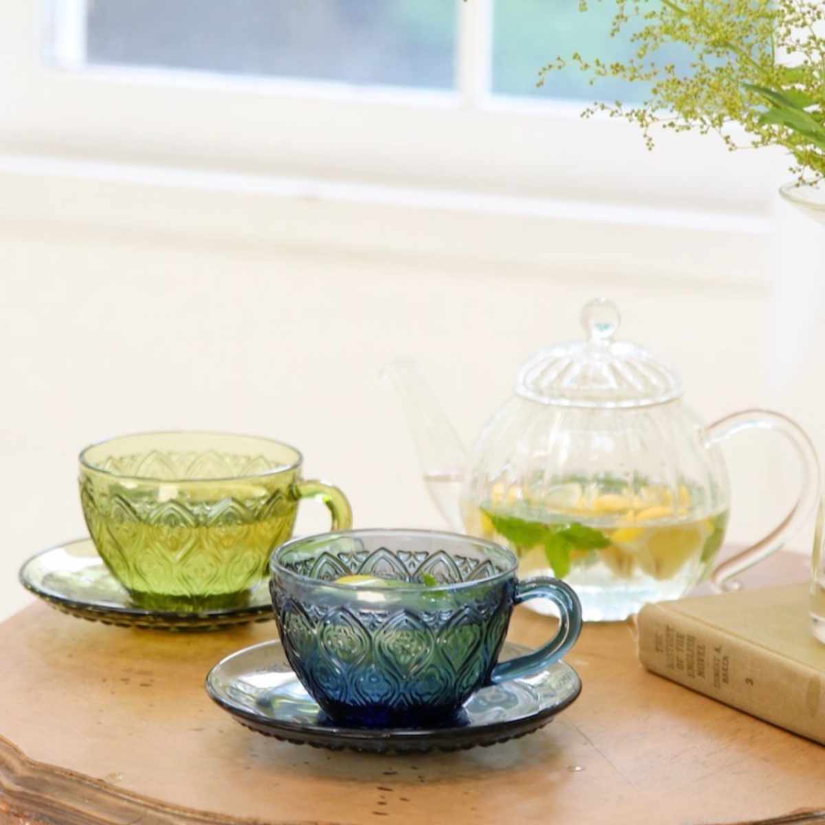 ウランガラス ブルー カップ＆ソーサー 170ml アンティークガラス Amazon | ウランガラス カップ&ソーサー 2客 パープル