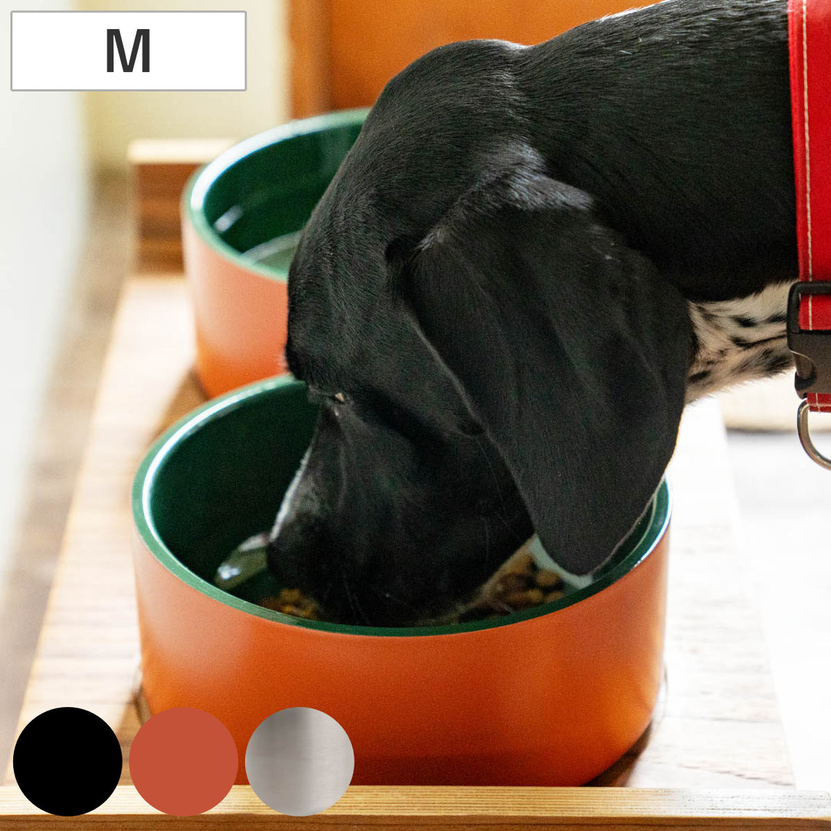 フードボウル M DULTON ダブルウォール ドッグボウル （ ダルトン ステンレス ペットボウル ペット用品 保温 保冷 ペット用食器 えさ エサ 餌入れ ご飯入れ 犬 水入れ ウォーターボウル ズレ防止 滑り止め ） 【ブラック】